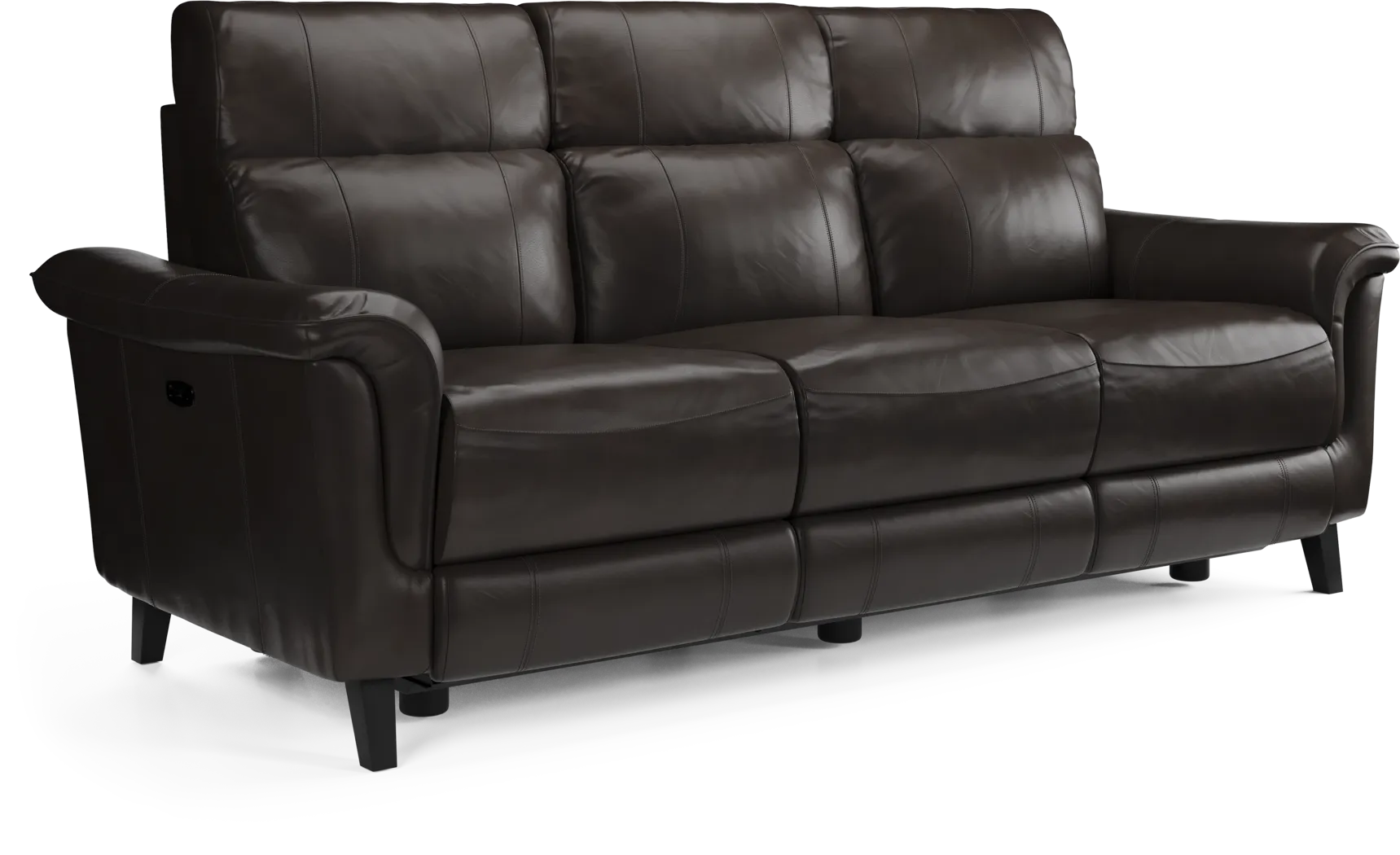 Cindy Crawford Home Avezzano Brown Dual Power Reclining Leather Sofa - Thumbnail - Image 3