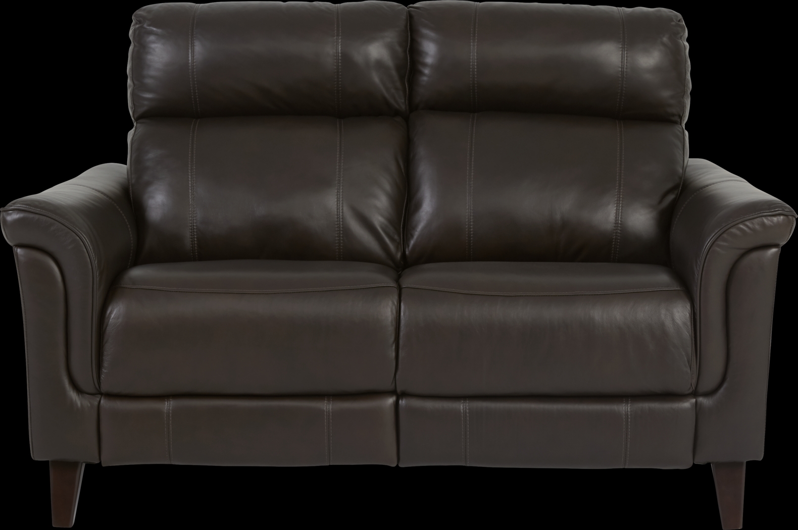 Cindy Crawford Home Avezzano Brown Leather Loveseat - Thumbnail - Image 1