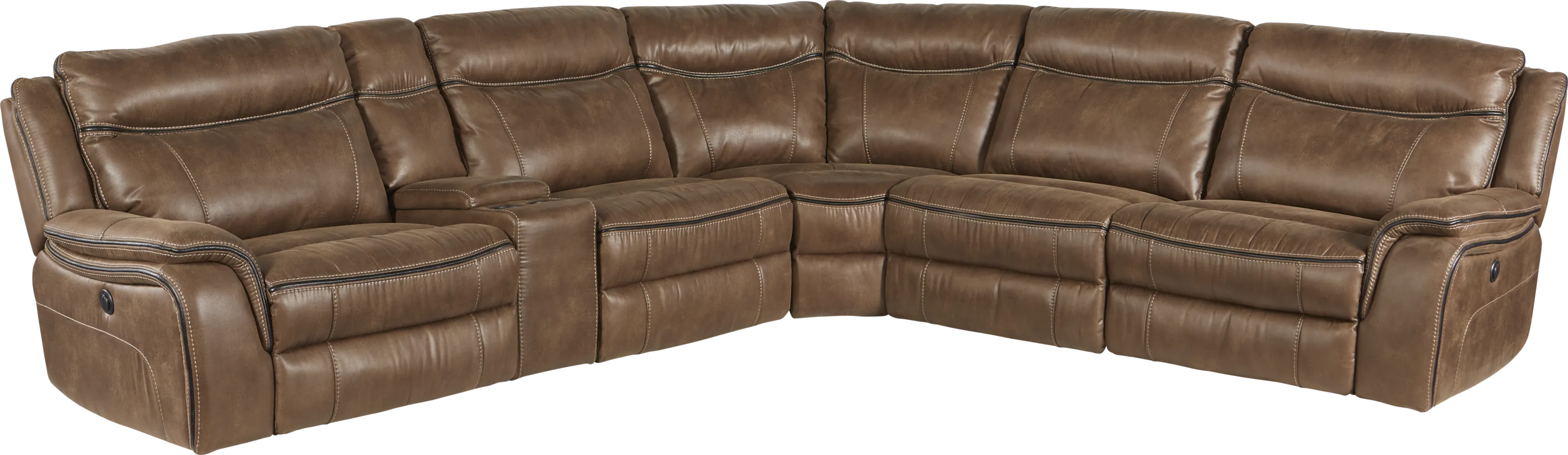 Cindy Crawford Home Barton Springs Brown 6 Pc Power Reclining Sectional - Thumbnail - Image 1