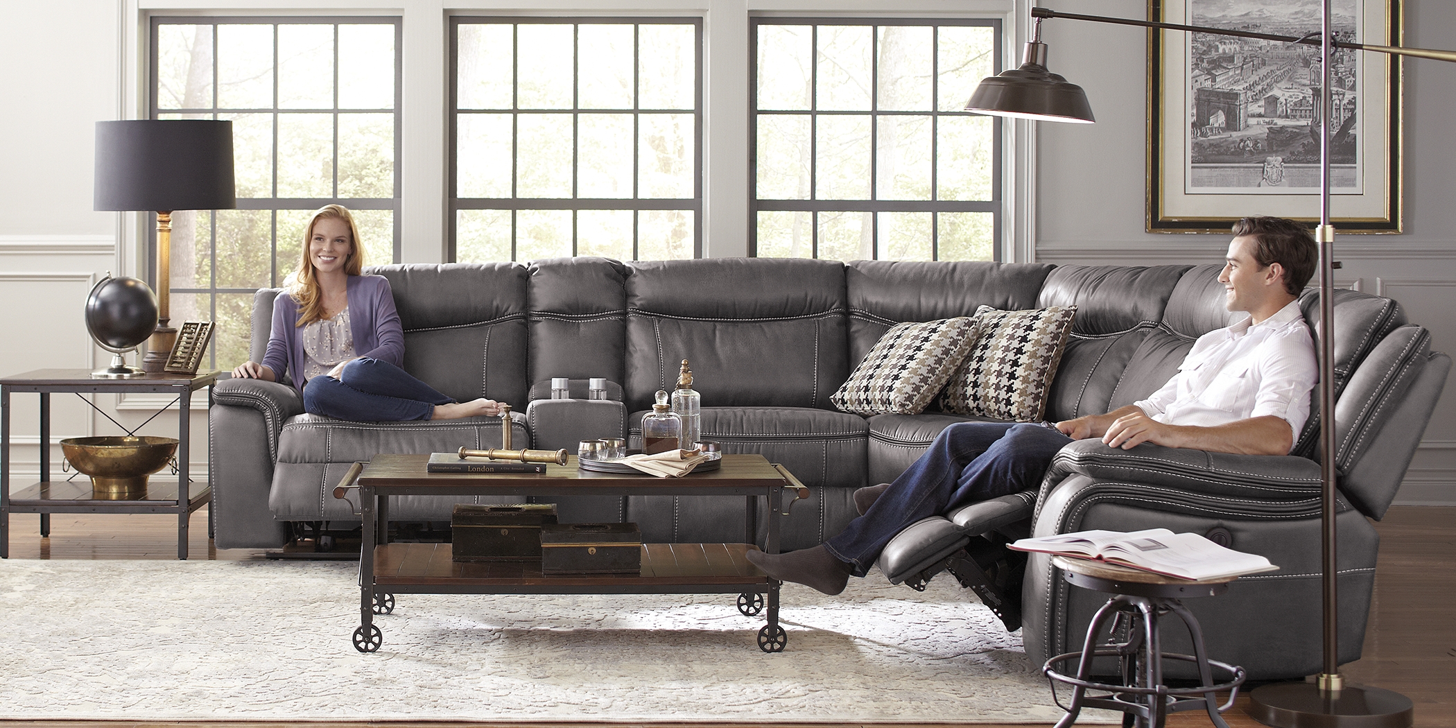 Cindy Crawford Home Barton Springs Gray 6 Pc Power Reclining Sectional - Thumbnail - Image 2