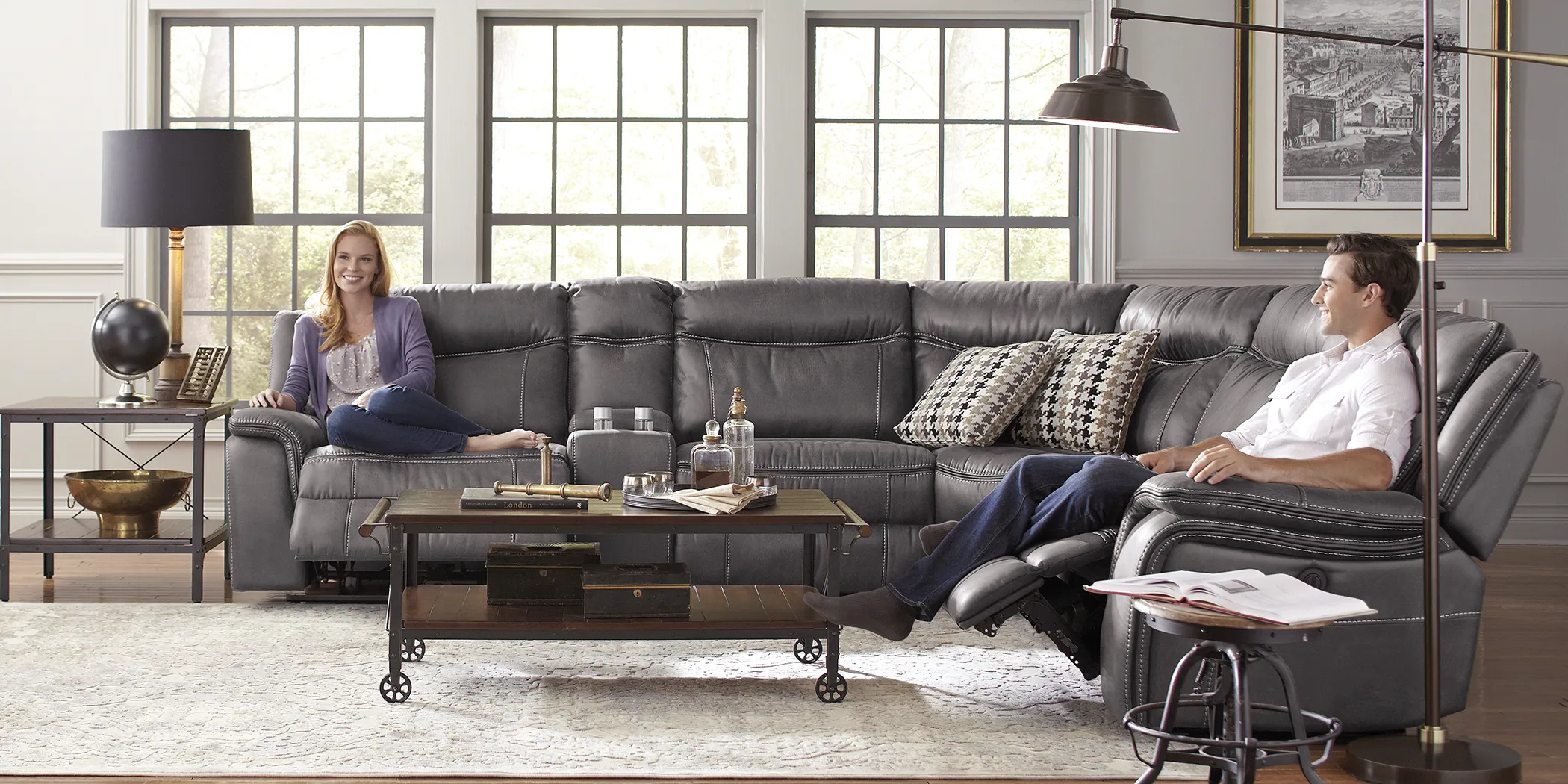 Cindy Crawford Home Barton Springs Gray 6 Pc Reclining Sectional - Thumbnail - Image 2