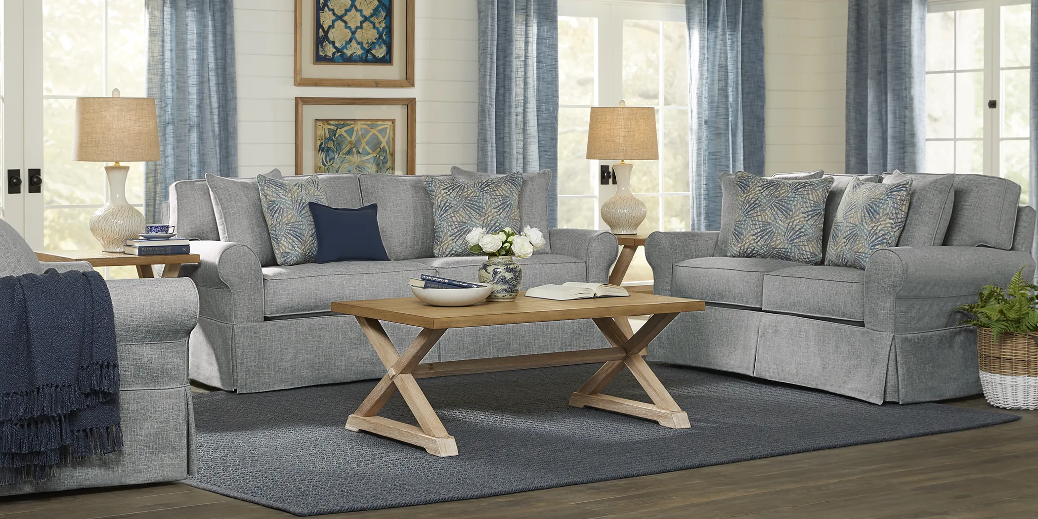 Cindy Crawford Home Beachside Ash Textured 7 Pc Living Room - Thumbnail - Image 1