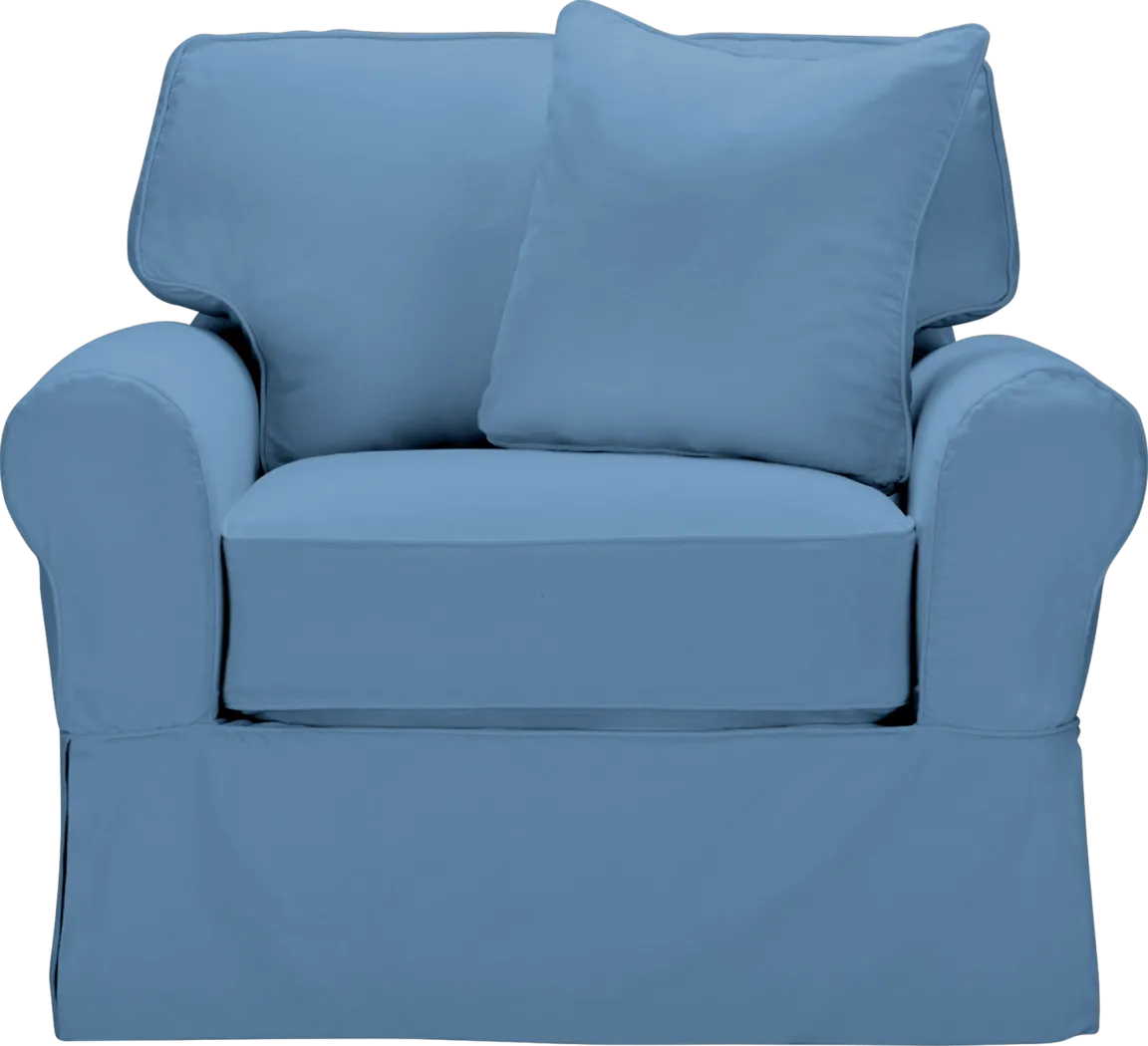Beachside Blue Denim Chair Slipcover - Thumbnail - Image 1