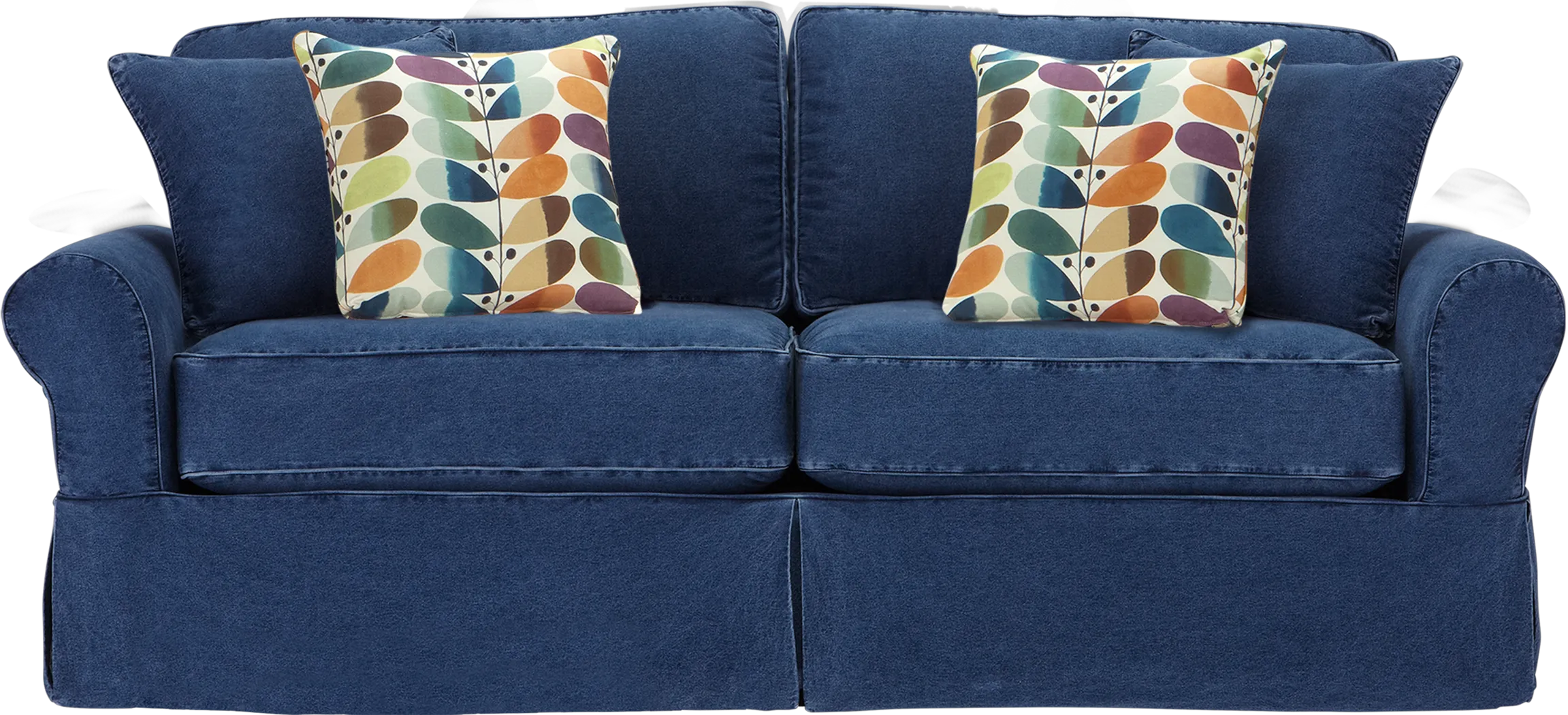 Cindy Crawford Home Beachside Blue Denim Sofa - Thumbnail - Image 1