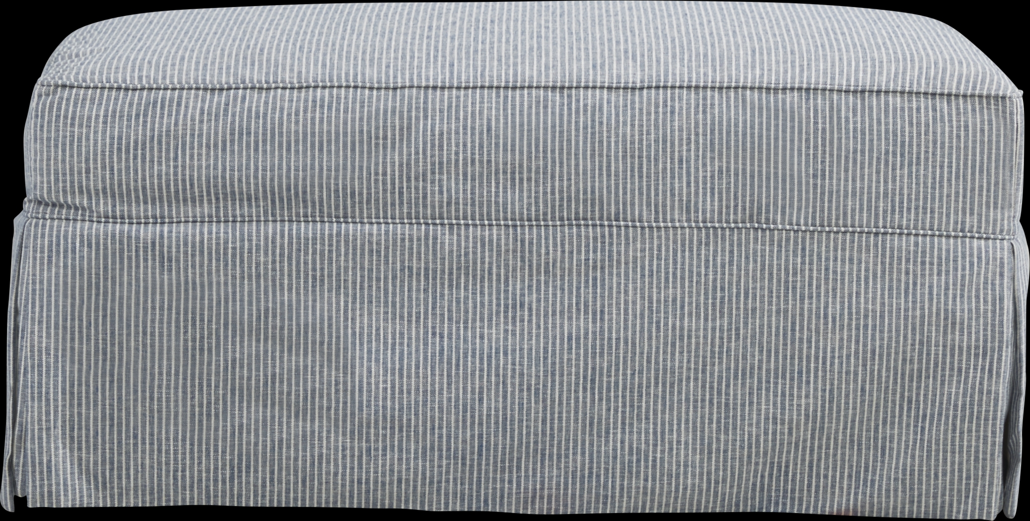 Beachside Walk Blue Denim Slipcover Ottoman - Thumbnail - Image 2