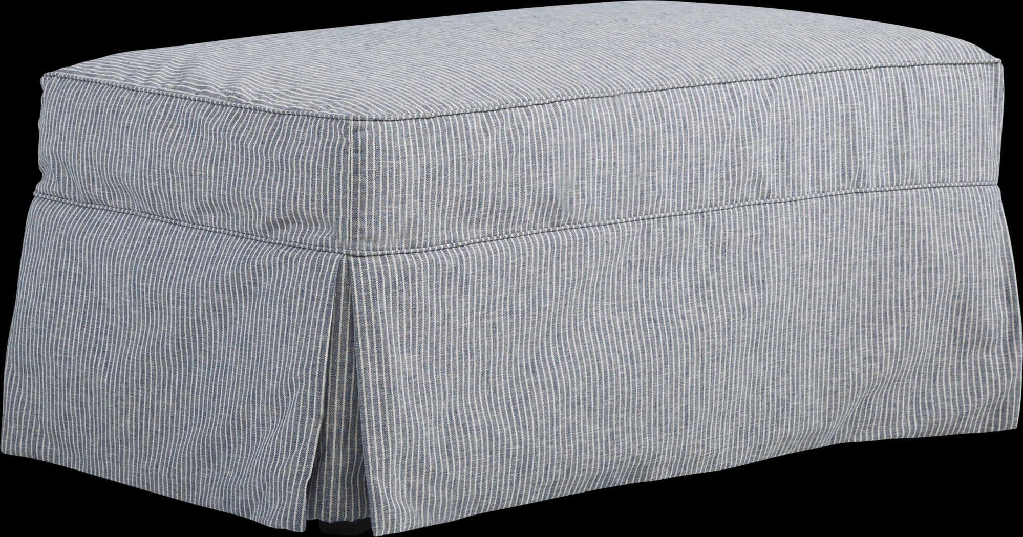 Beachside Walk Blue Denim Slipcover Ottoman - Thumbnail - Image 1