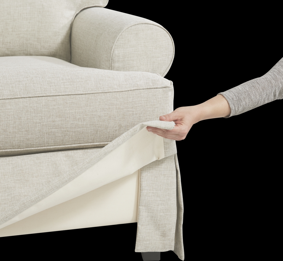 Beachside Walk Linen Textured Slipcover 8 Pc Living Room w/Gel Foam Sleeper Sofa - Thumbnail - Image 4