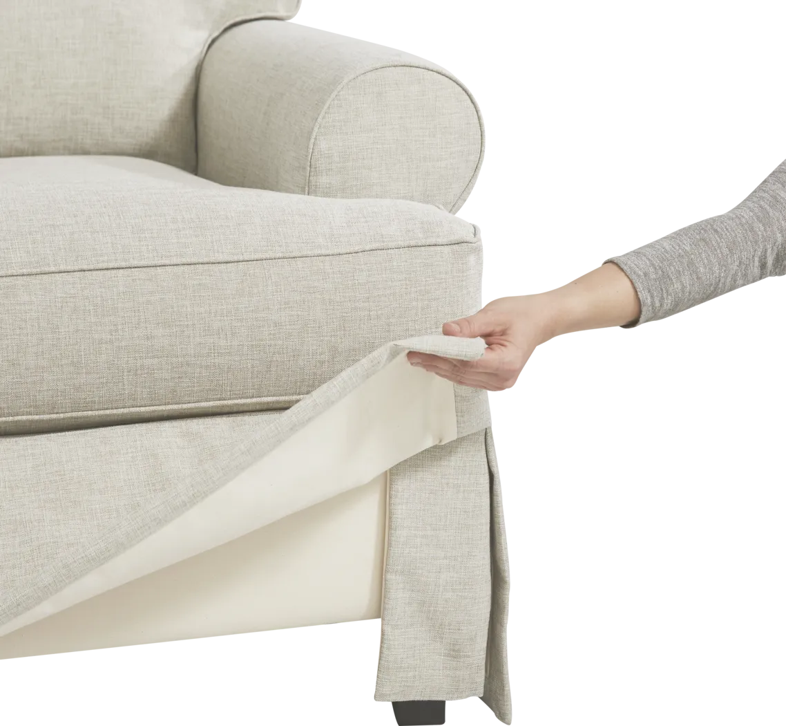 Beachside Walk Linen Textured Slipcover 8 Pc Living Room with Sleeper Sofa - Thumbnail - Image 5