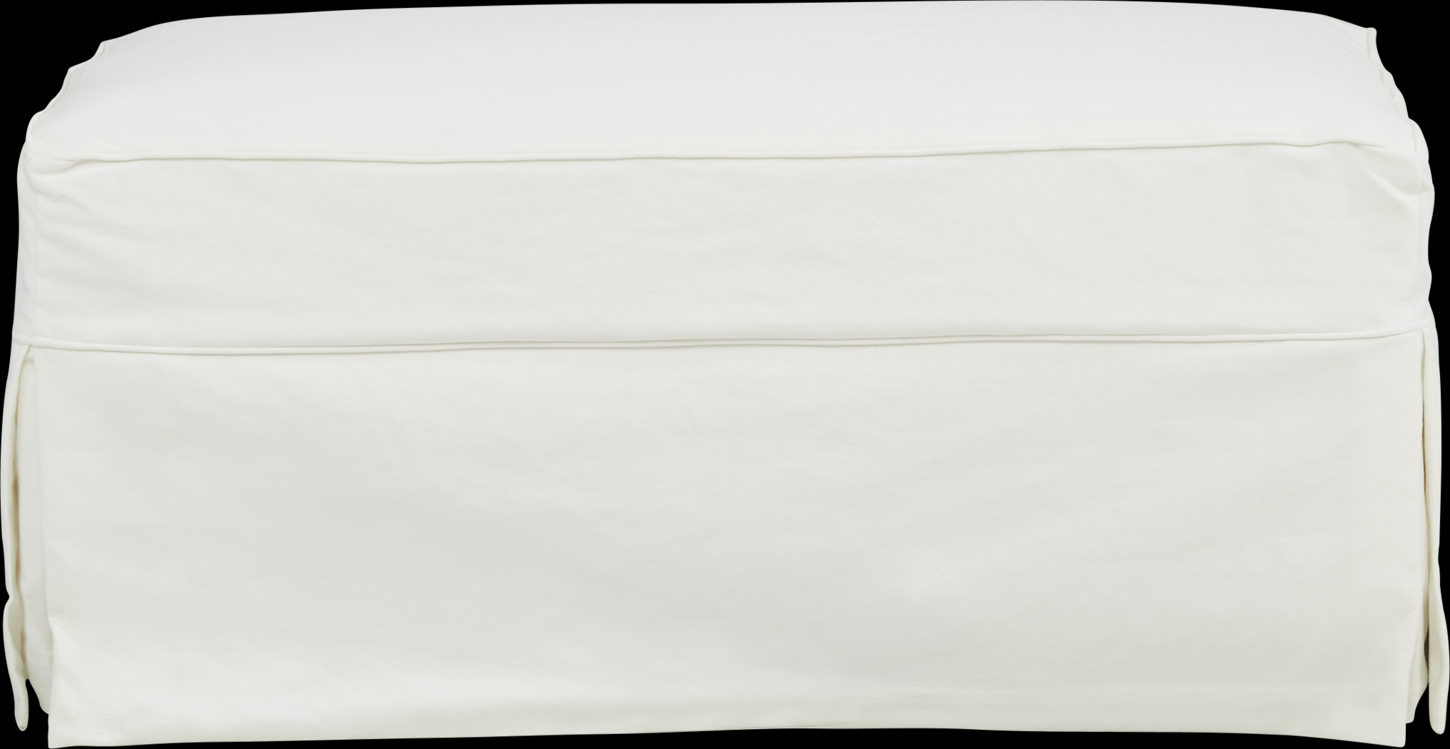 Beachside Walk White Denim Slipcover Ottoman - Thumbnail - Image 2