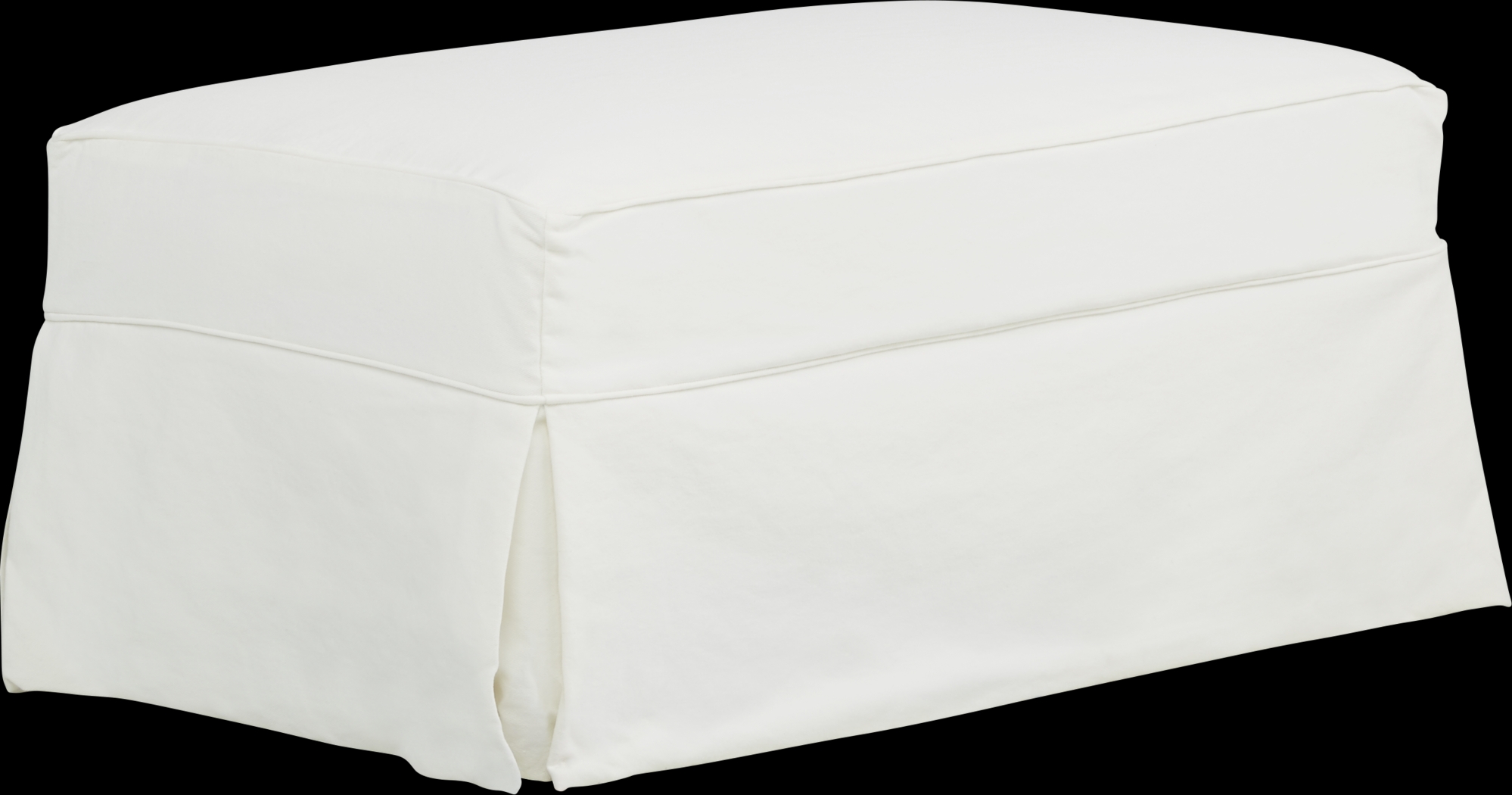 Beachside Walk White Denim Slipcover Ottoman - Thumbnail - Image 1