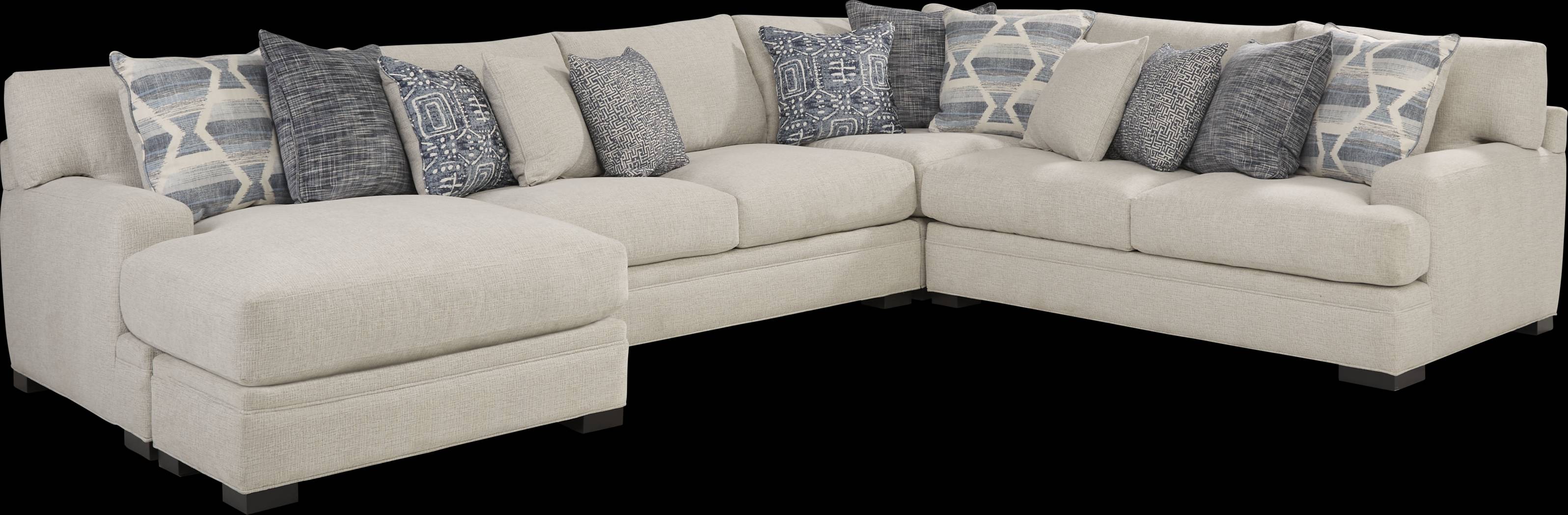 Bedford Park Ivory 3 Pc Sectional with Chaise - Thumbnail - Image 1