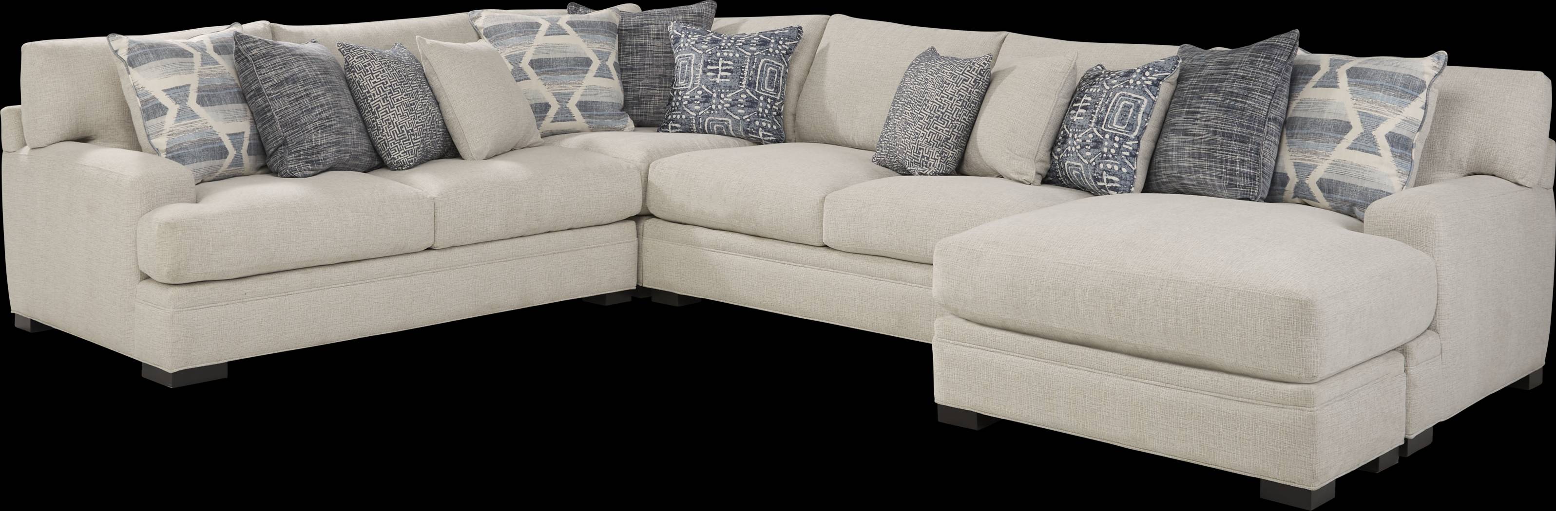 Bedford Park Ivory 3 Pc Sectional with Chaise - Thumbnail - Image 1