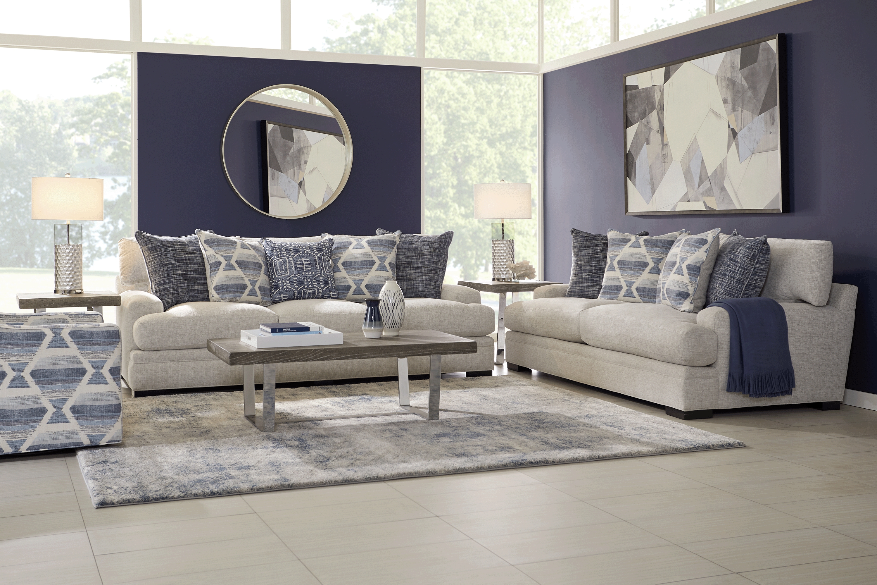 Cindy Crawford Home Bedford Park Ivory 8 Pc Living Room - Thumbnail - Image 1