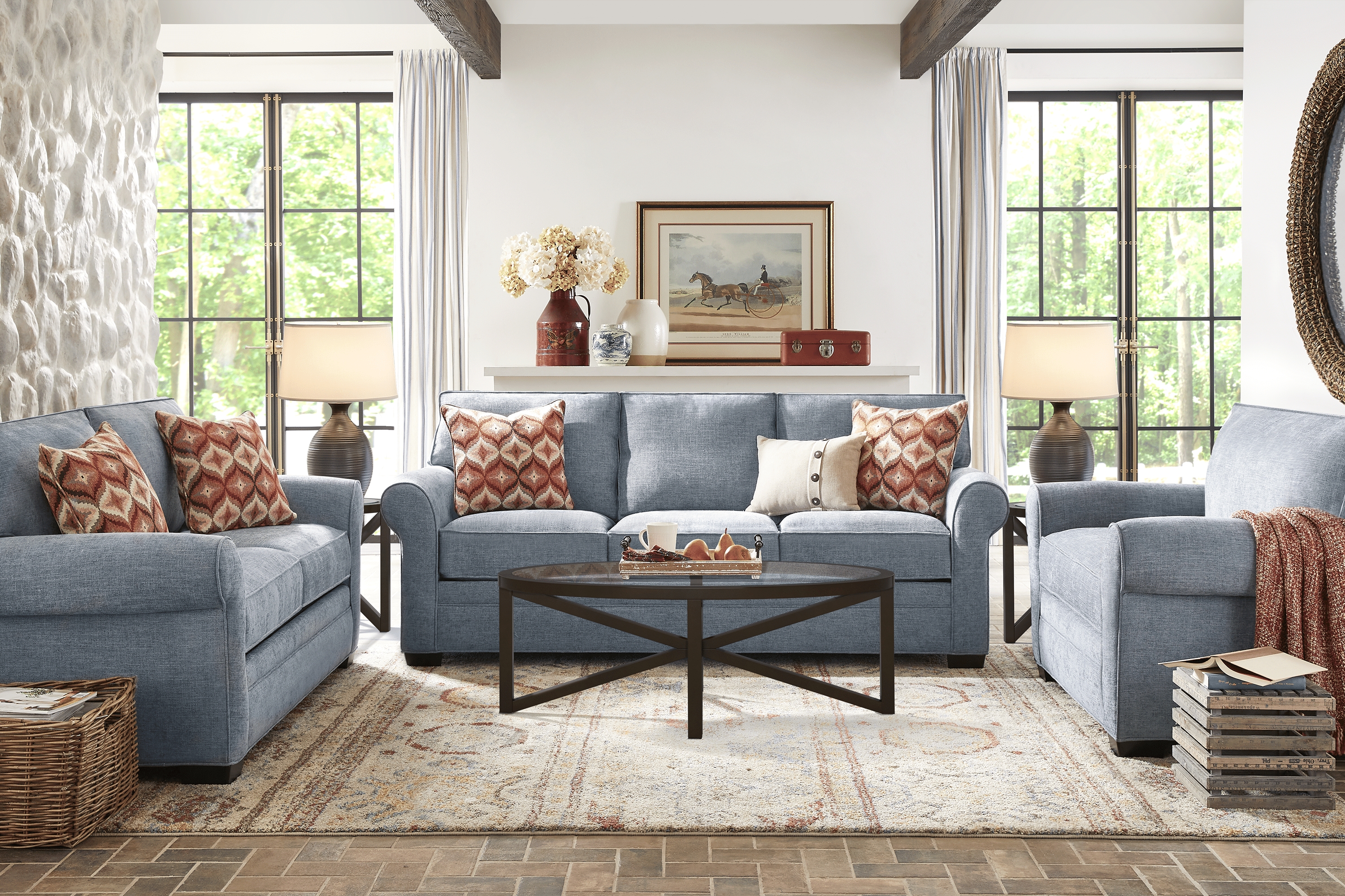 Bellingham Chambray Chenille 5 Pc Living Room - Thumbnail - Image 1