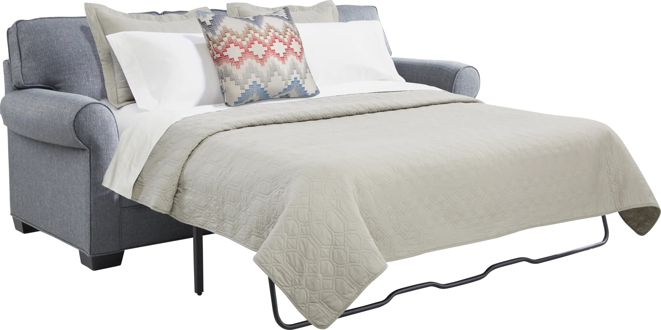 Bellingham Denim Textured 7 Pc Living Room with Gel Foam Sleeper Sofa - Thumbnail - Image 3