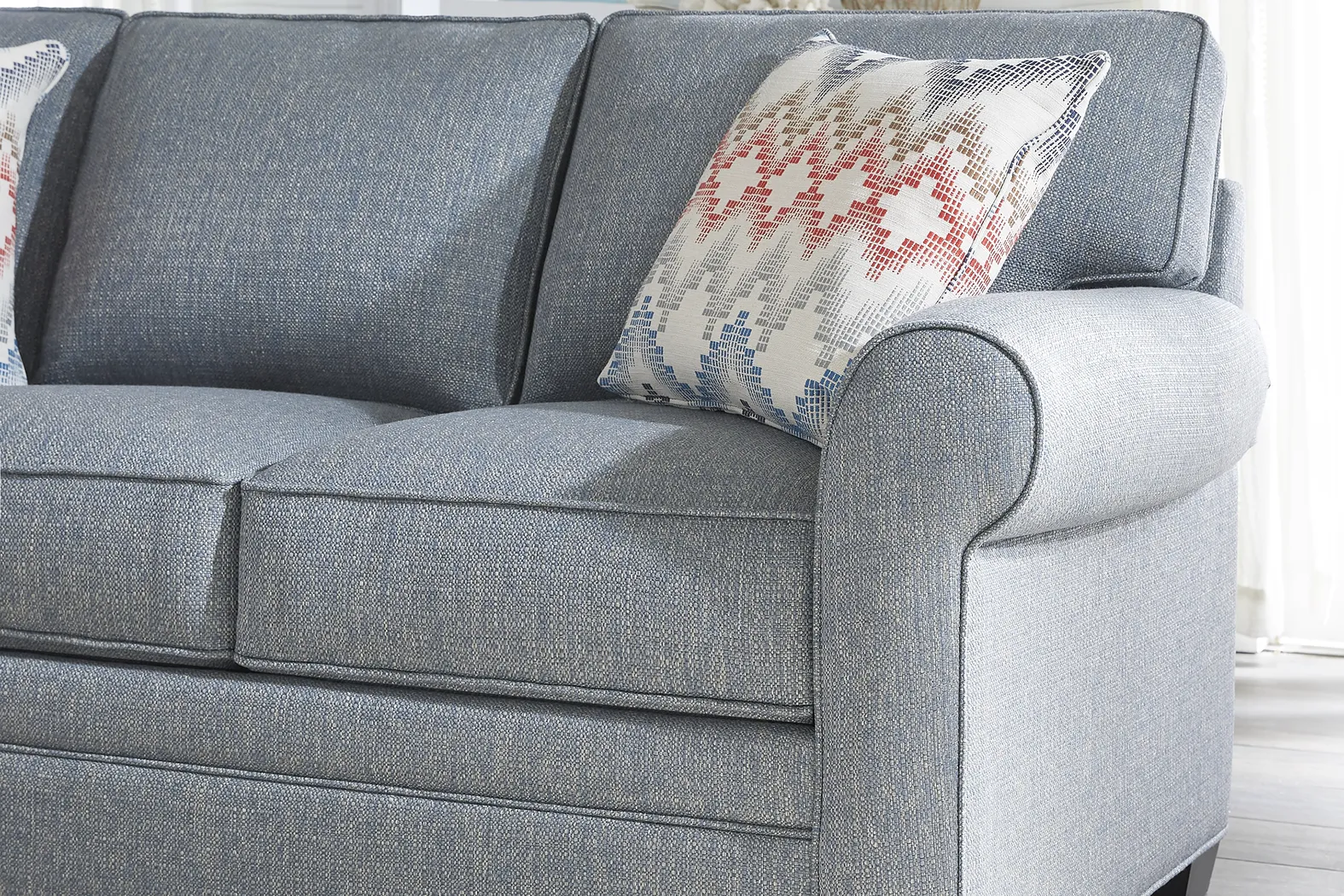 Bellingham Denim Textured 7 Pc Living Room with Gel Foam Sleeper Sofa - Thumbnail - Image 4