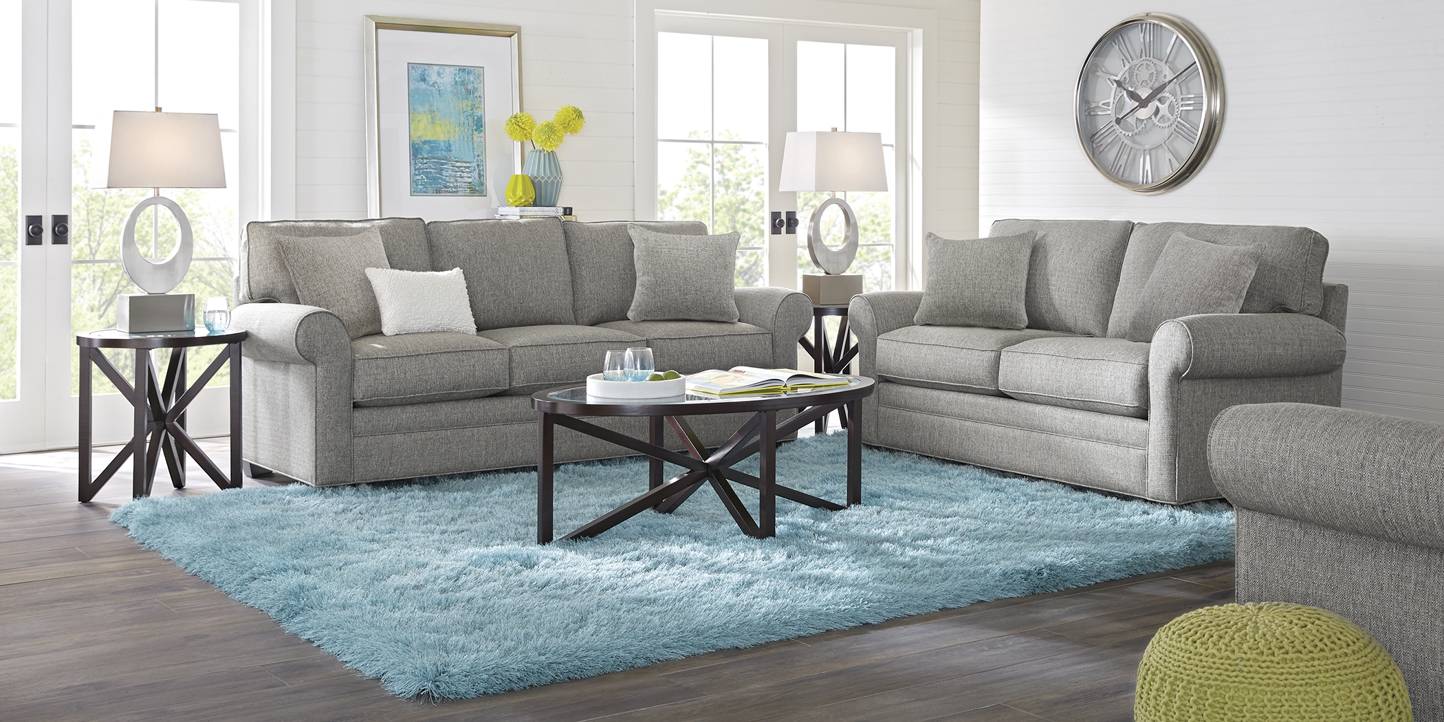 Cindy Crawford Home Bellingham Gray Textured 7 Pc Living Room - Thumbnail - Image 2