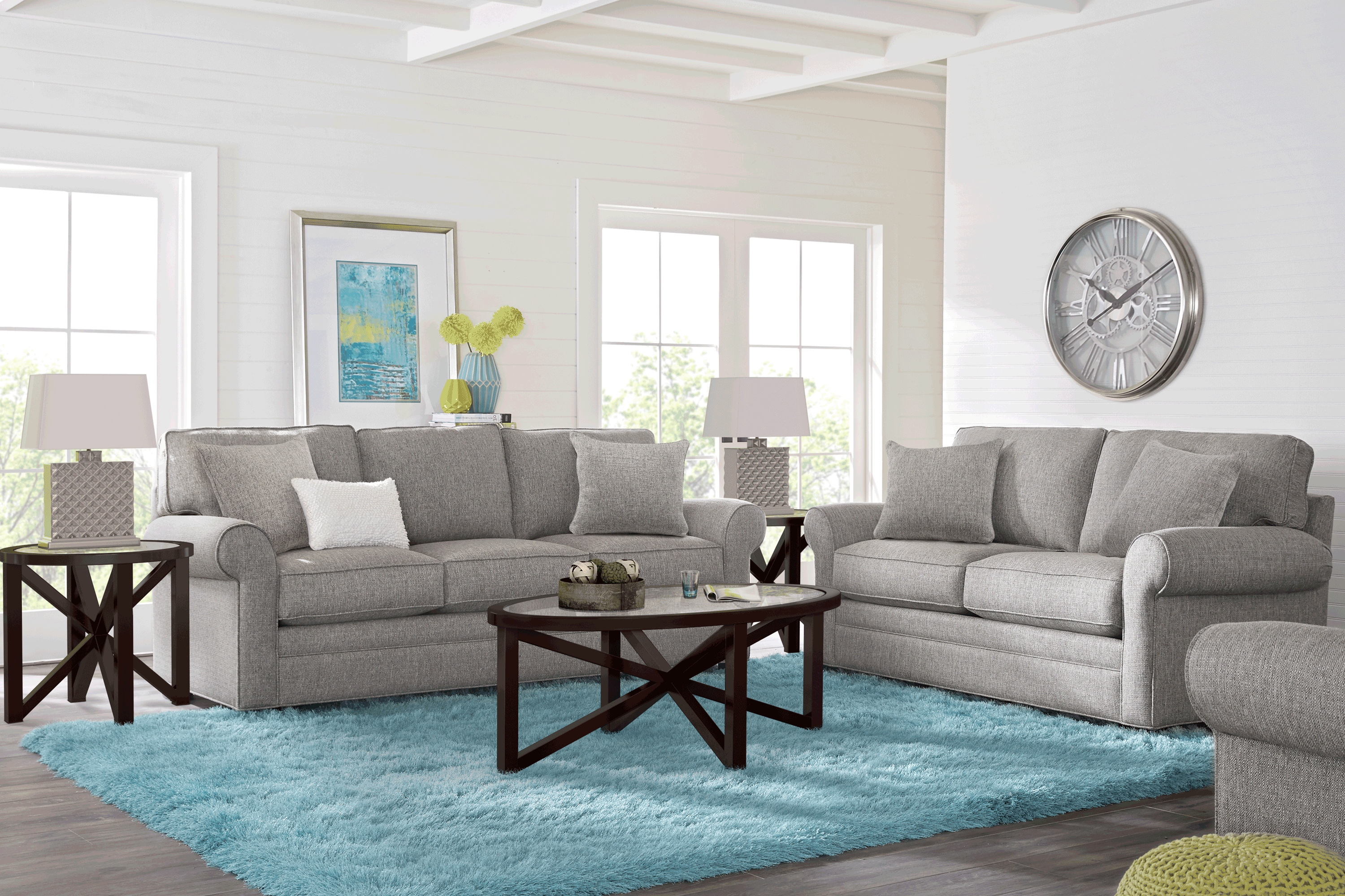 Cindy Crawford Home Bellingham Gray Textured 7 Pc Living Room - Thumbnail - Image 1