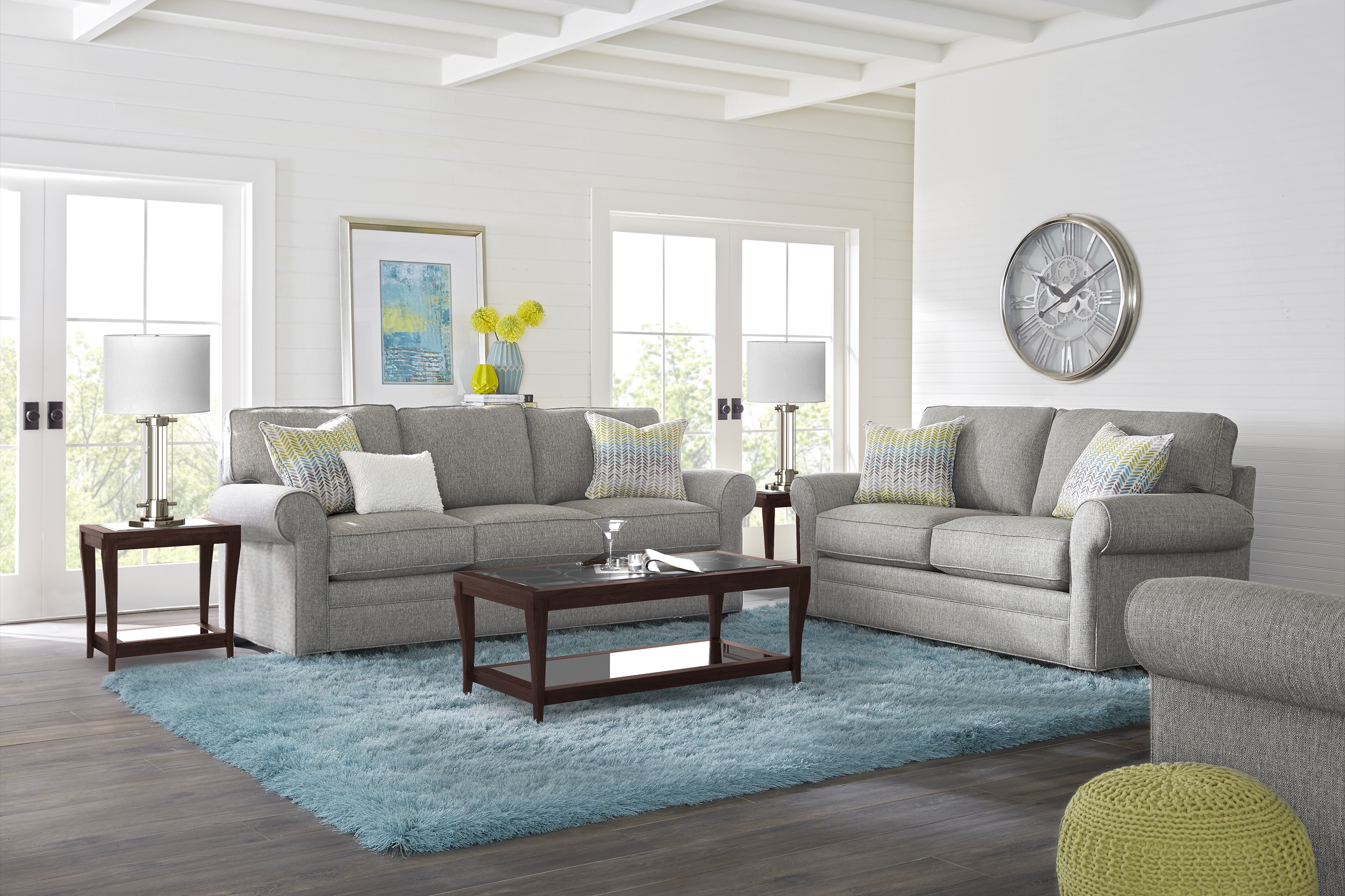 Cindy Crawford Home Bellingham Gray Textured 5 Pc Living Room - Thumbnail - Image 1