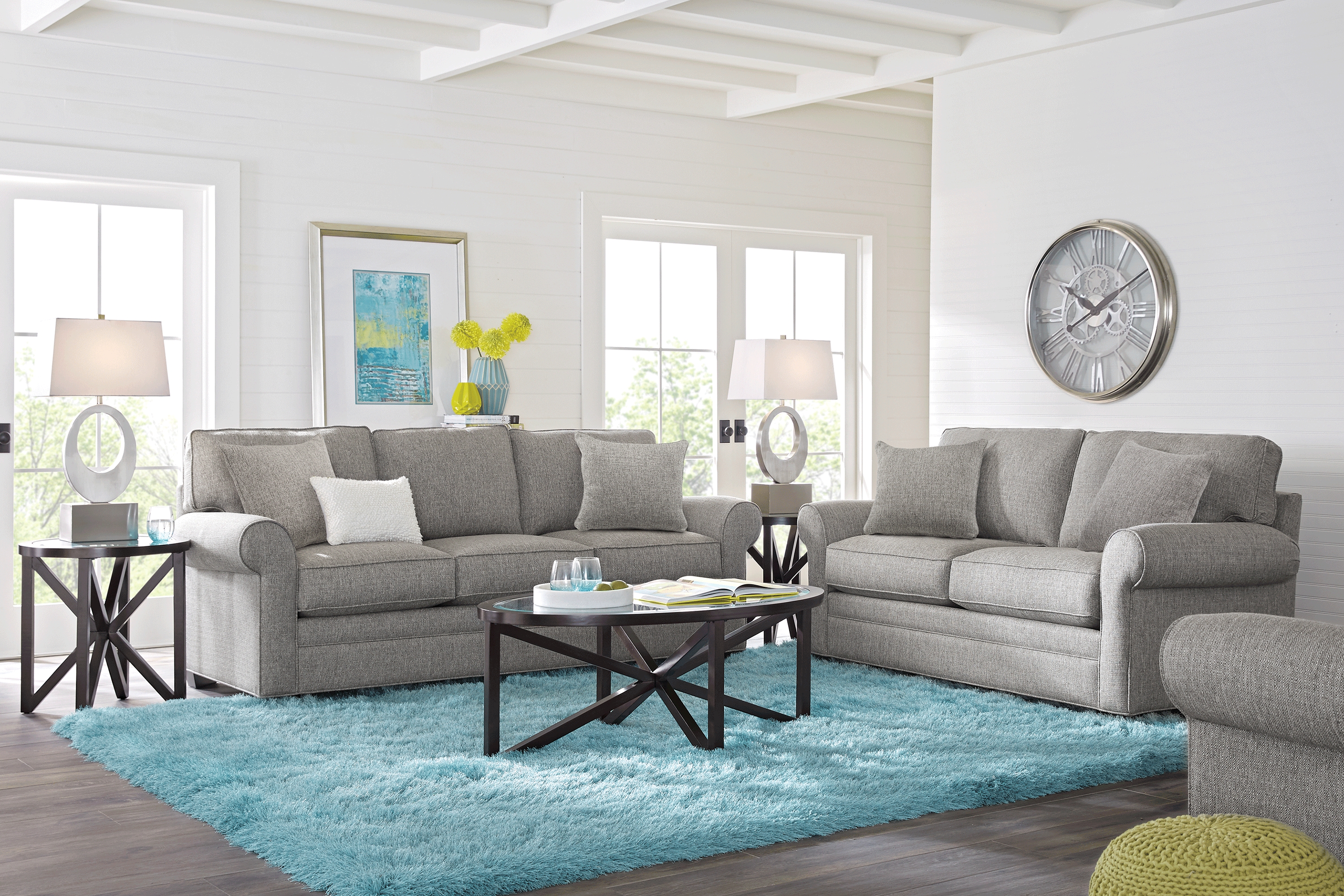 Cindy Crawford Home Bellingham Gray Textured 5 Pc Living Room - Thumbnail - Image 1