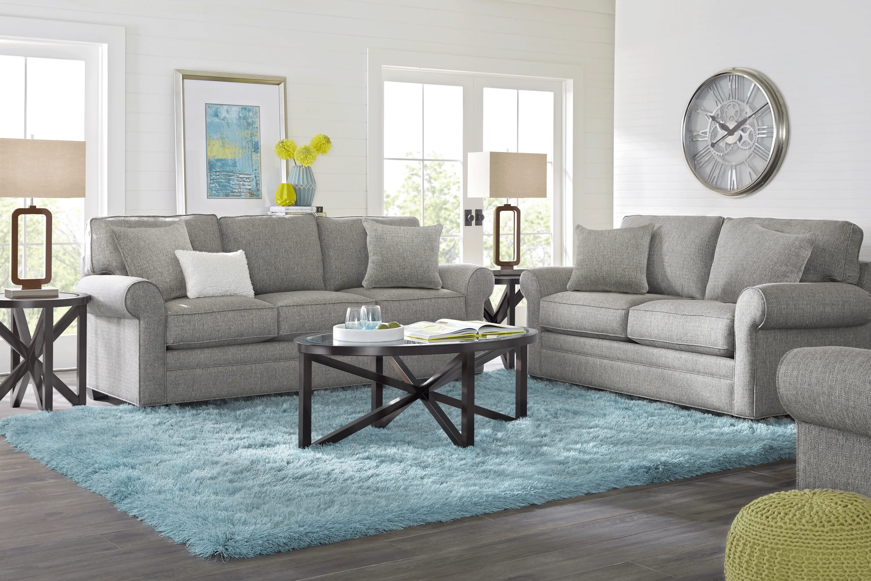 Bellingham Gray Textured 7 Pc Living Room with Sleeper Sofa - Thumbnail - Image 1