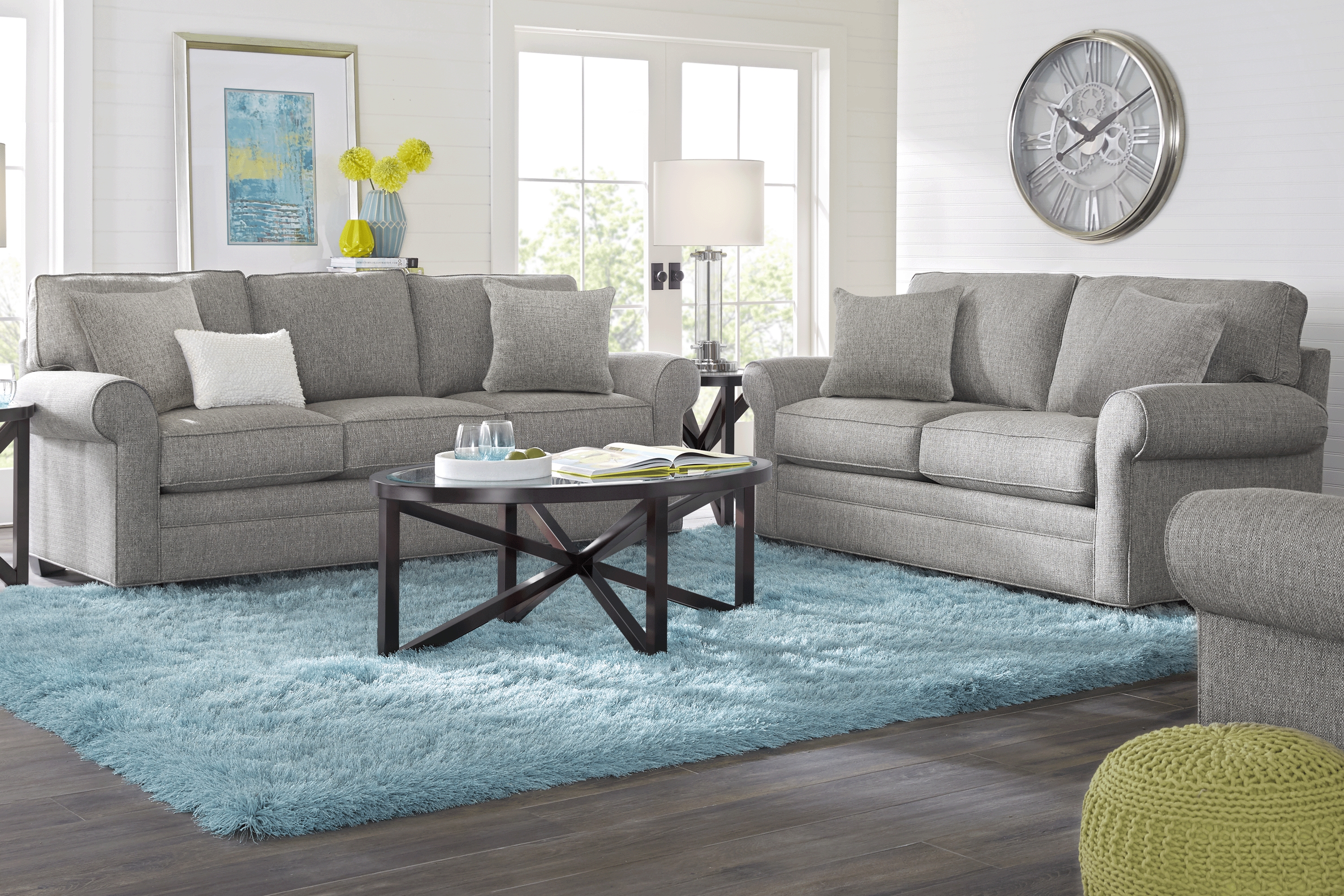 Cindy Crawford Home Bellingham Gray Textured 7 Pc Living Room - Thumbnail - Image 1