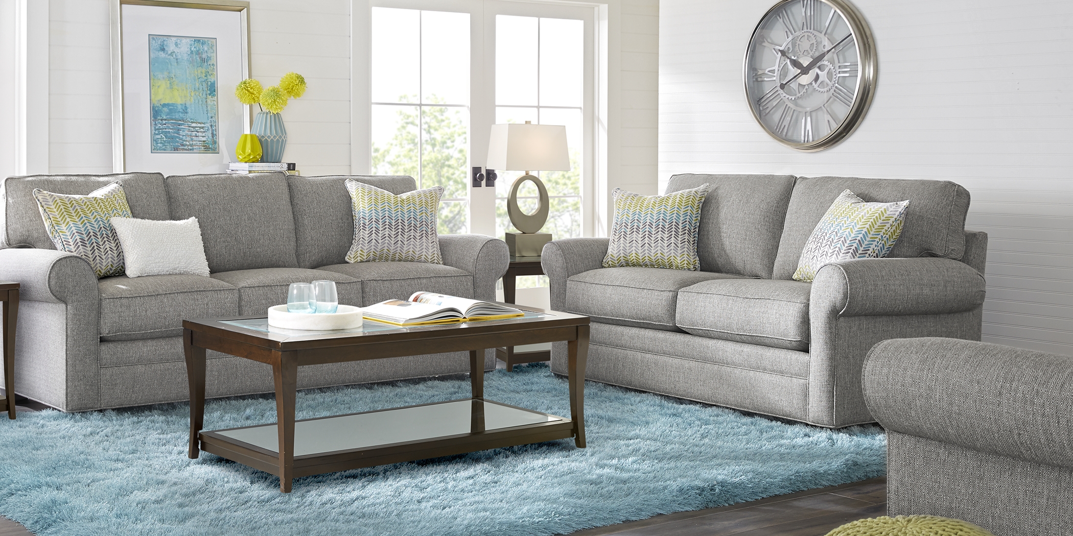 Cindy Crawford Home Bellingham Gray Textured 7 Pc Living Room - Thumbnail - Image 1