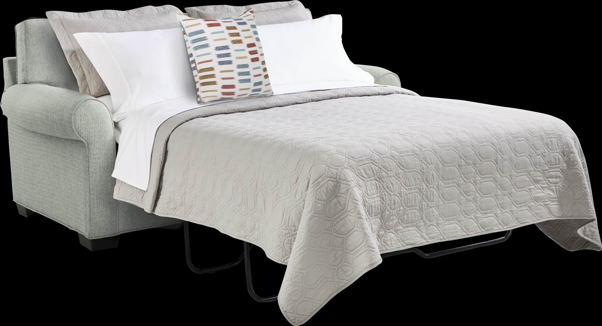 Bellingham Willow Green Textured Gel Foam Sleeper Loveseat - Thumbnail - Image 2