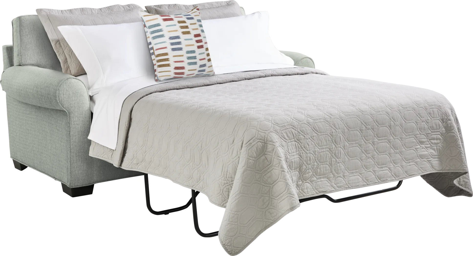 Bellingham Willow Green Textured Sleeper Loveseat - Thumbnail - Image 2