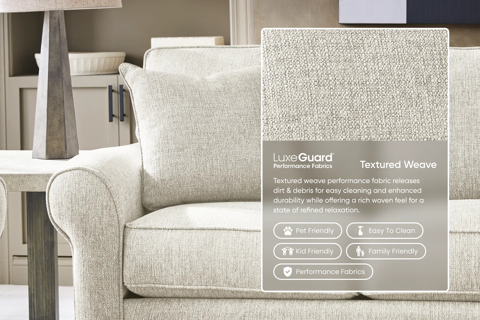 Bellingham Off-White Textured Sleeper Sofa - Thumbnail - Image 2