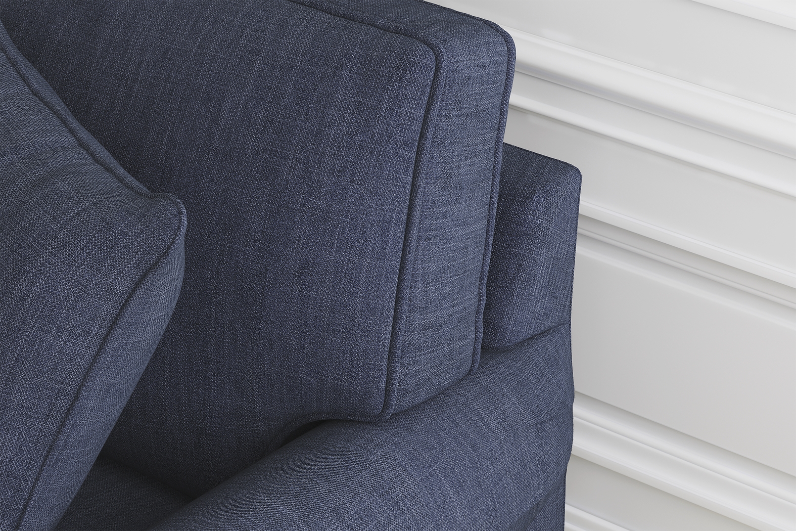 Bellingham Sapphire Textured Chenille 7 Pc Living Room w/ Gel Foam Sleeper Sofa - Thumbnail - Image 7