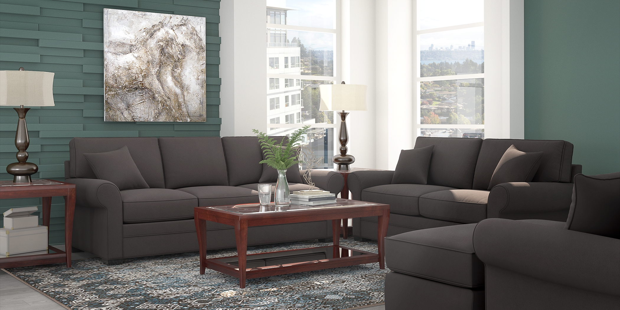 Cindy Crawford Home Bellingham Slate 5 Pc Living Room - Thumbnail - Image 1