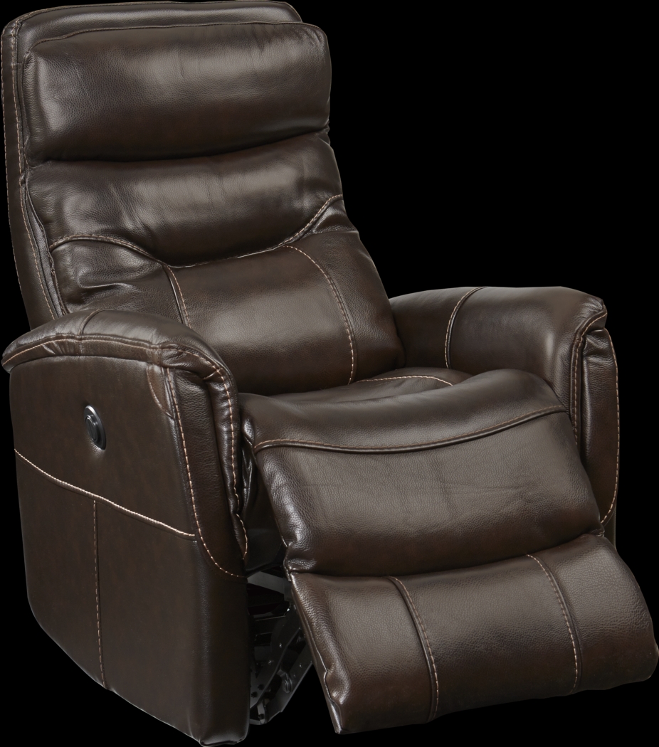 Cindy Crawford Home Bello Brown Leather Power Swivel Glider Recliner - Thumbnail - Image 2