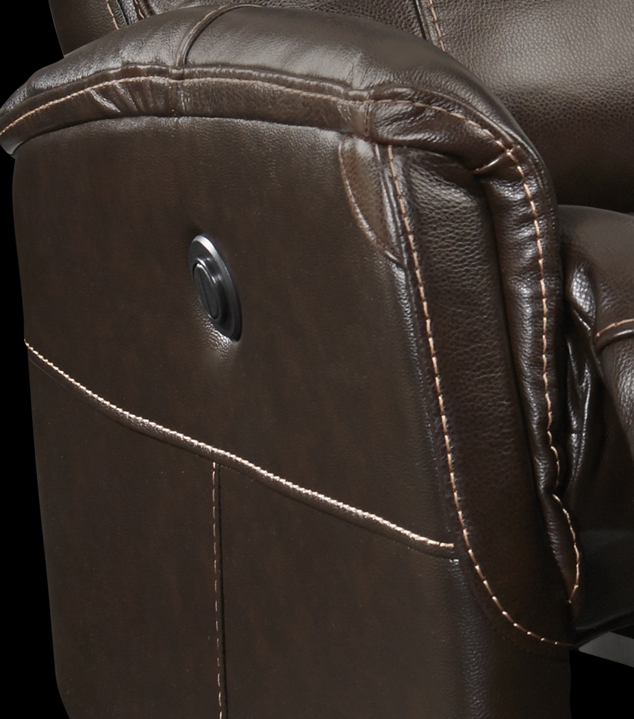 Cindy Crawford Home Bello Brown Leather Power Swivel Glider Recliner - Thumbnail - Image 3