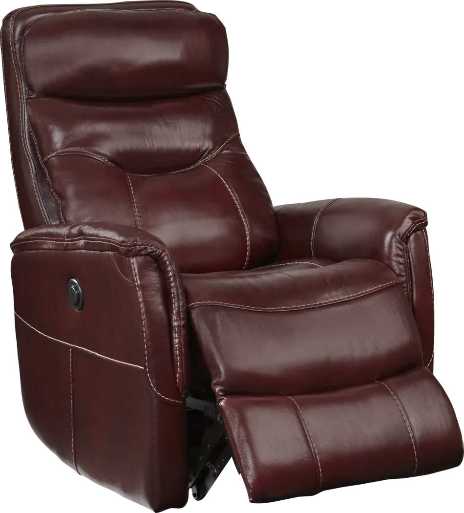 Cindy Crawford Home Bello Burgundy Leather Power Swivel Glider Recliner - Thumbnail - Image 2