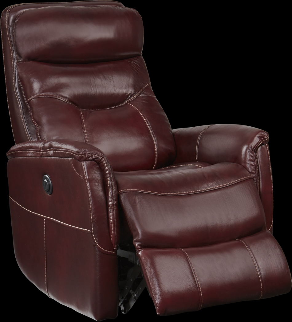Cindy Crawford Home Bello Burgundy Leather Power Swivel Glider Recliner - Thumbnail - Image 2