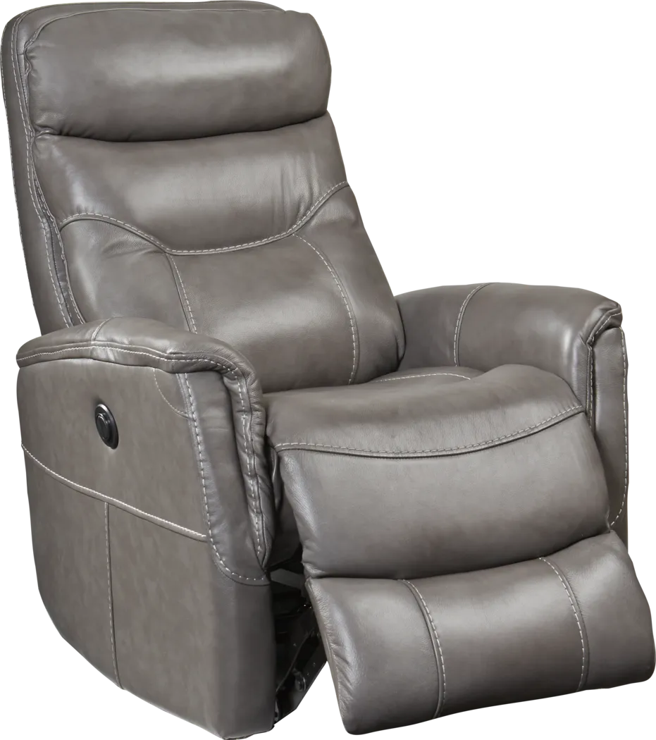 Cindy Crawford Home Bello Gray Leather Power Swivel Glider Recliner - Thumbnail - Image 2