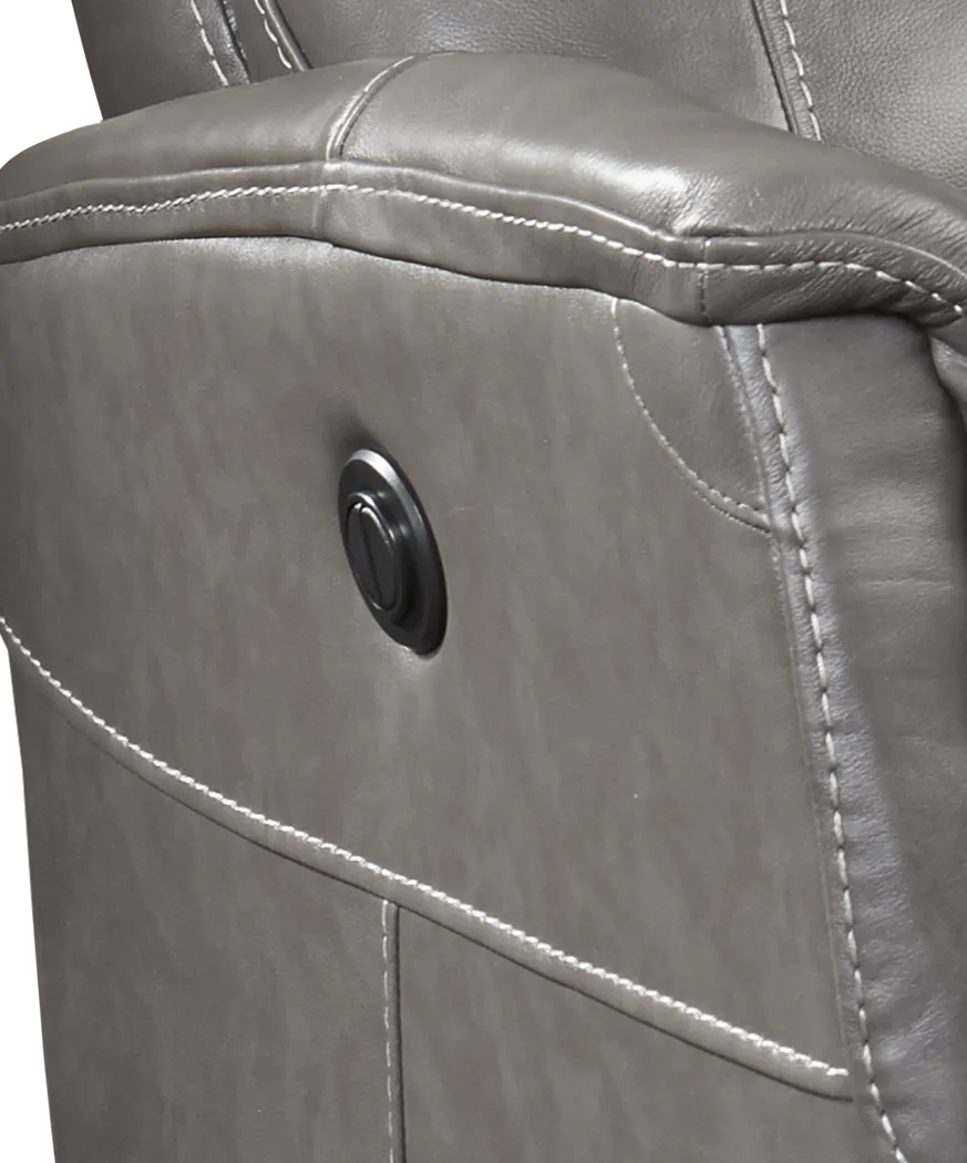 Cindy Crawford Home Bello Gray Leather Power Swivel Glider Recliner - Thumbnail - Image 3
