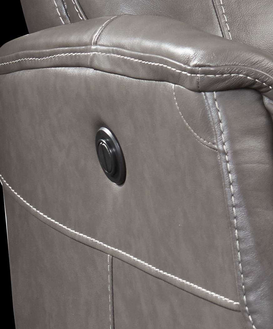 Cindy Crawford Home Bello Gray Leather Power Swivel Glider Recliner - Thumbnail - Image 3