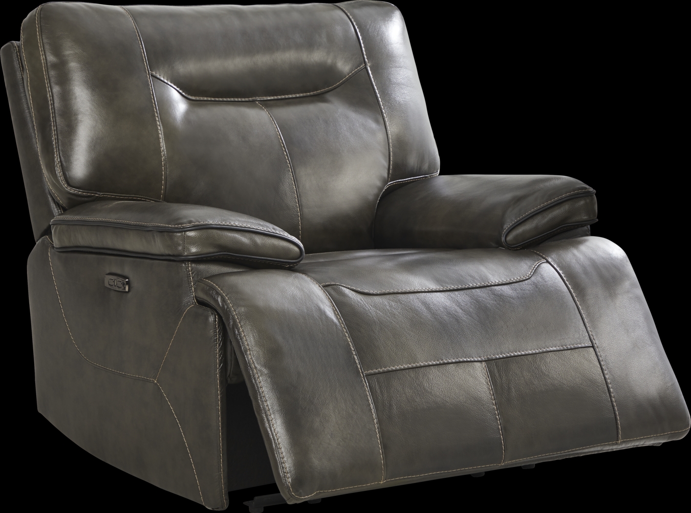Bernsley Gray Leather 8 Pc Dual Power Reclining Living Room - Thumbnail - Image 12