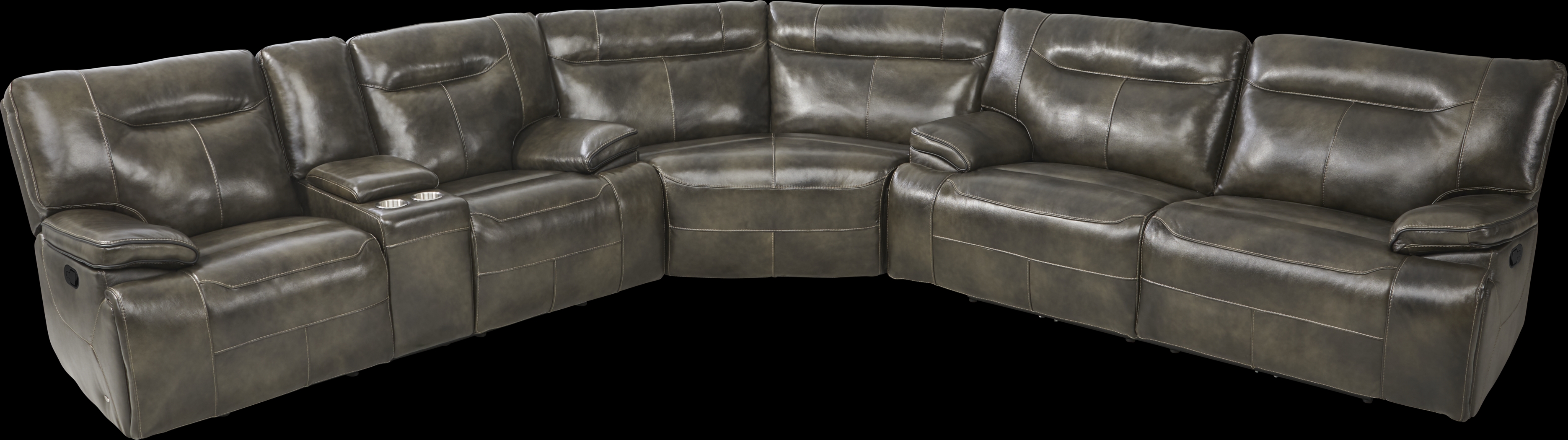 Bernsley Gray Leather 6 Pc Reclining Sectional Living Room - Thumbnail - Image 3