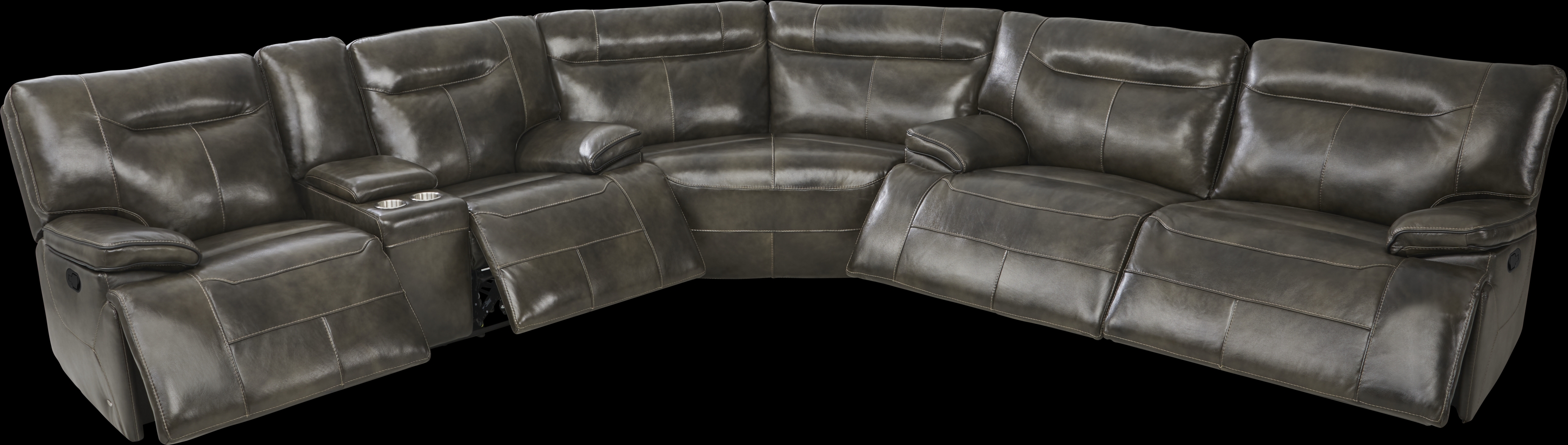 Bernsley Gray Leather 6 Pc Reclining Sectional Living Room - Thumbnail - Image 5