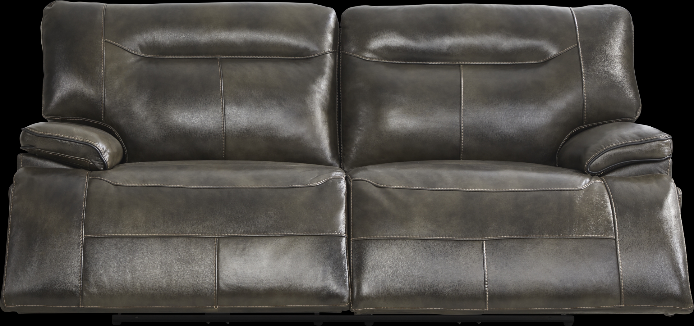 Cindy Crawford Home Bernsley Gray Leather Dual Power Reclining Sofa - Thumbnail - Image 1