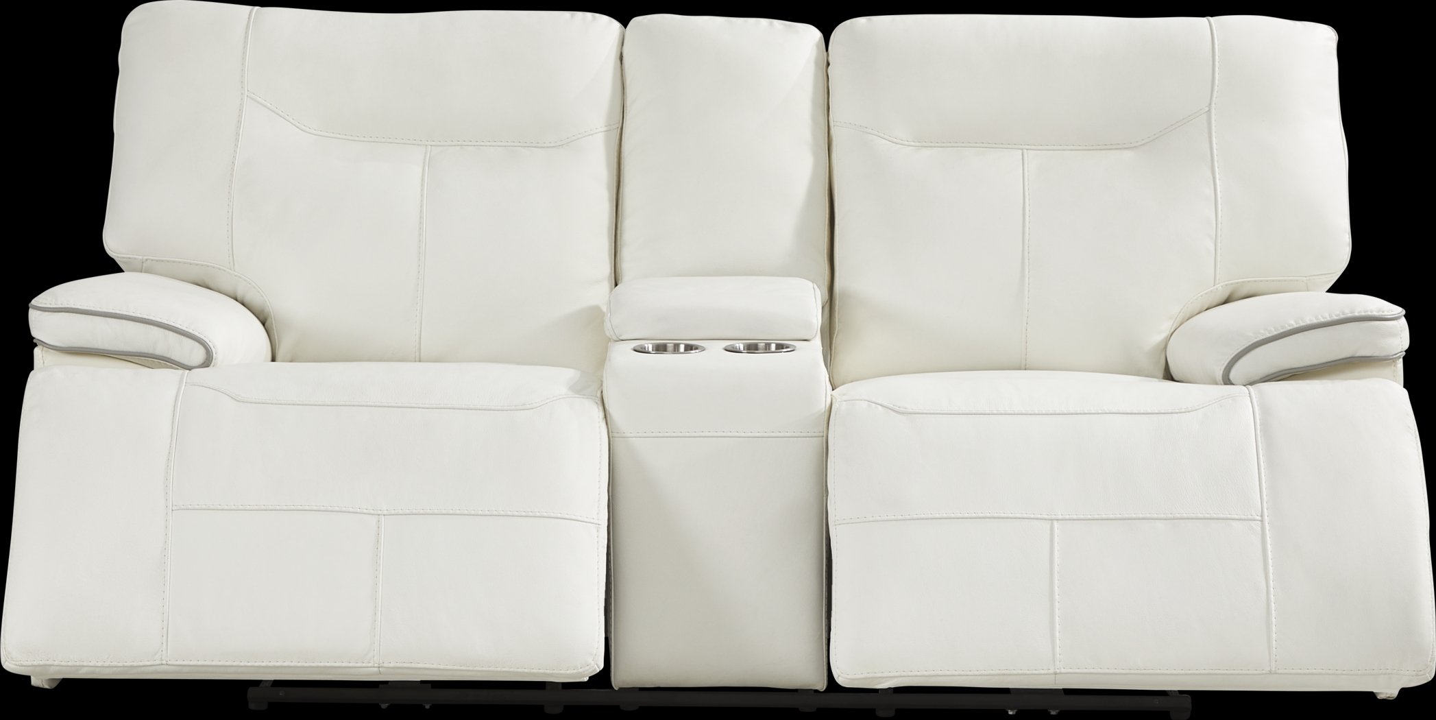 Bernsley White Leather Dual Power Reclining Loveseat - Thumbnail - Image 2