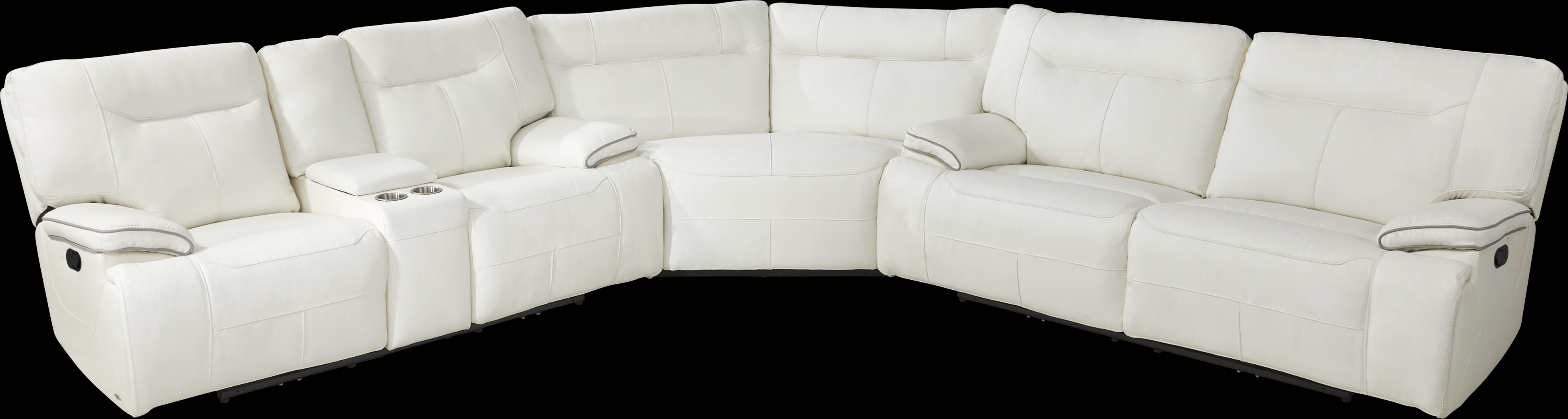 Bernsley White Leather 6 Pc Reclining Sectional Living Room - Thumbnail - Image 3