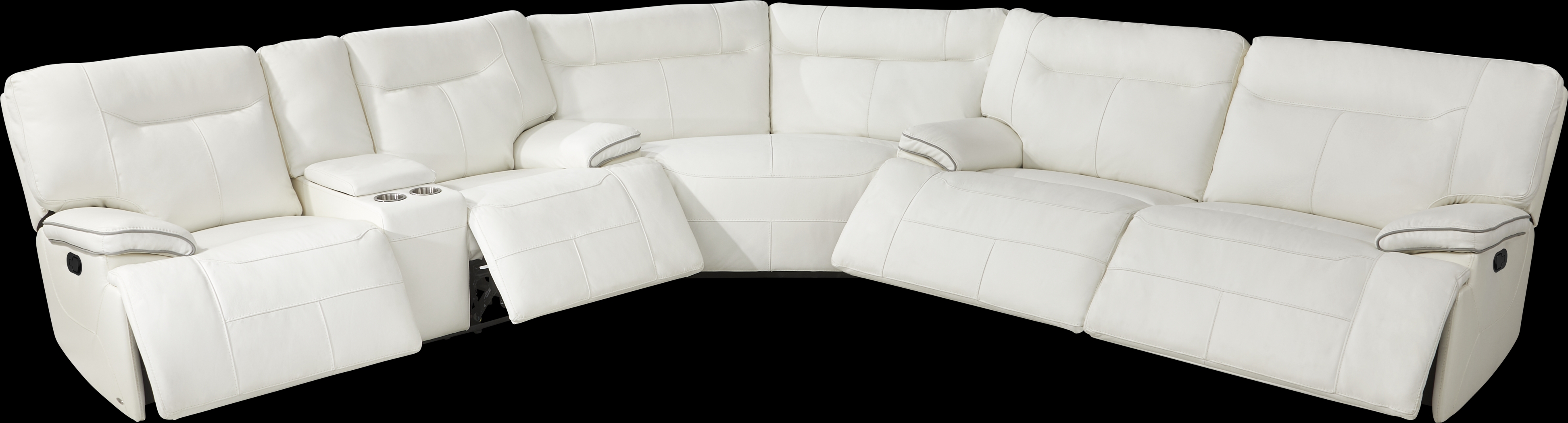 Bernsley White Leather 6 Pc Reclining Sectional Living Room - Thumbnail - Image 5