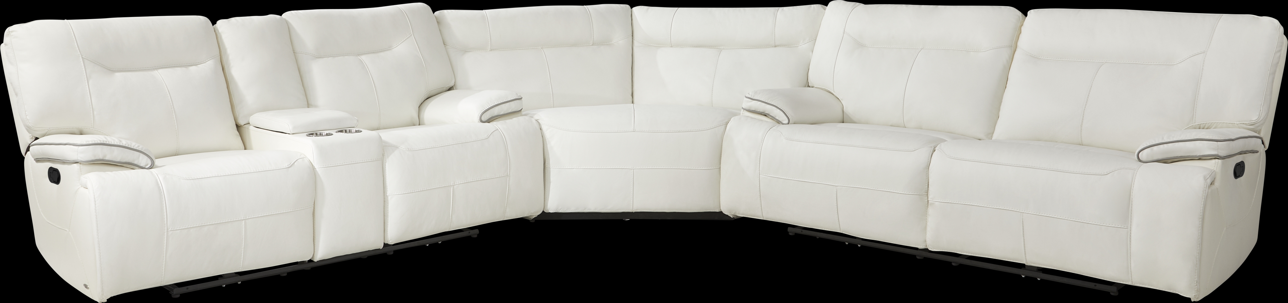 Bernsley White Leather 6 Pc Reclining Sectional Living Room - Thumbnail - Image 2