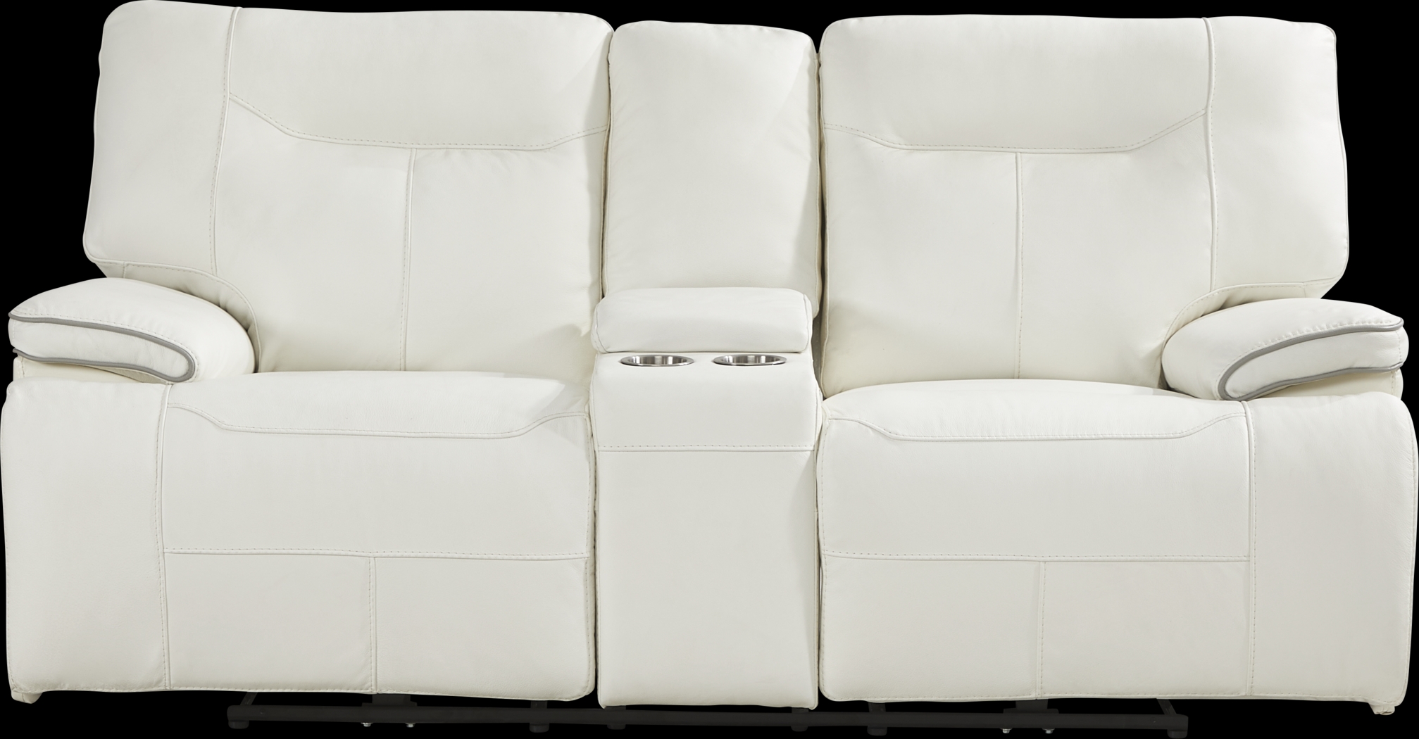 Cindy Crawford Home Bernsley White Leather Reclining Loveseat - Thumbnail - Image 1