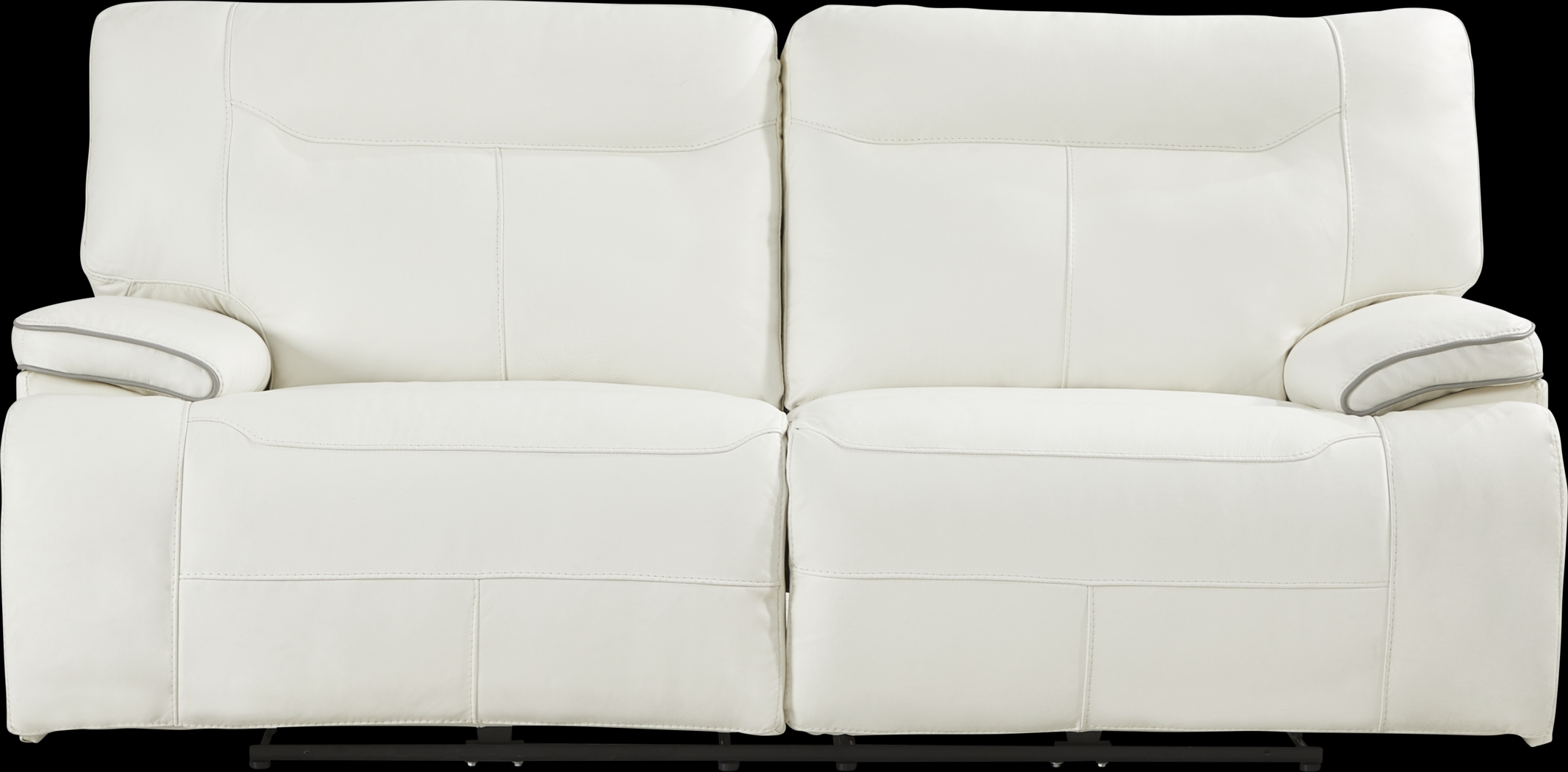 Cindy Crawford Home Bernsley White Leather Reclining Sofa - Thumbnail - Image 1