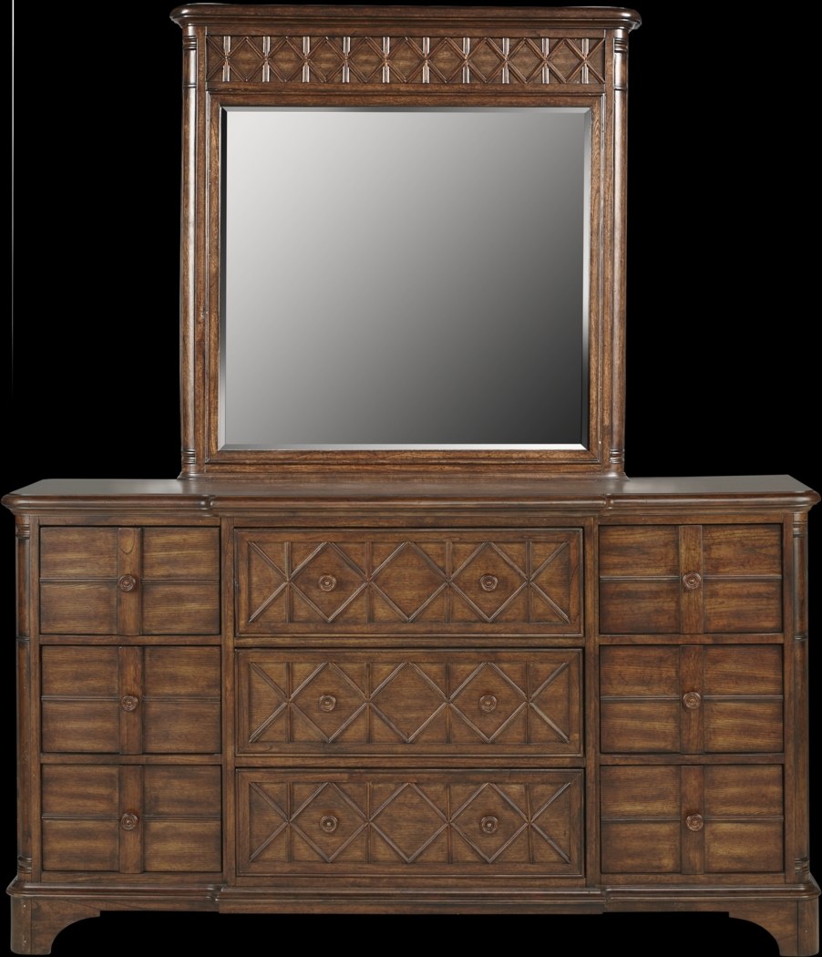 Cindy Crawford Home Bondi Beach Brown Breakfront Dresser & Mirror - Thumbnail - Image 1